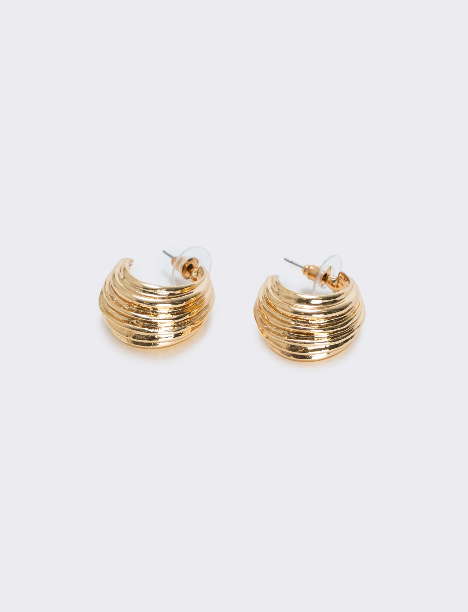 Orecchini cerchi rigati - Oro - Image 2