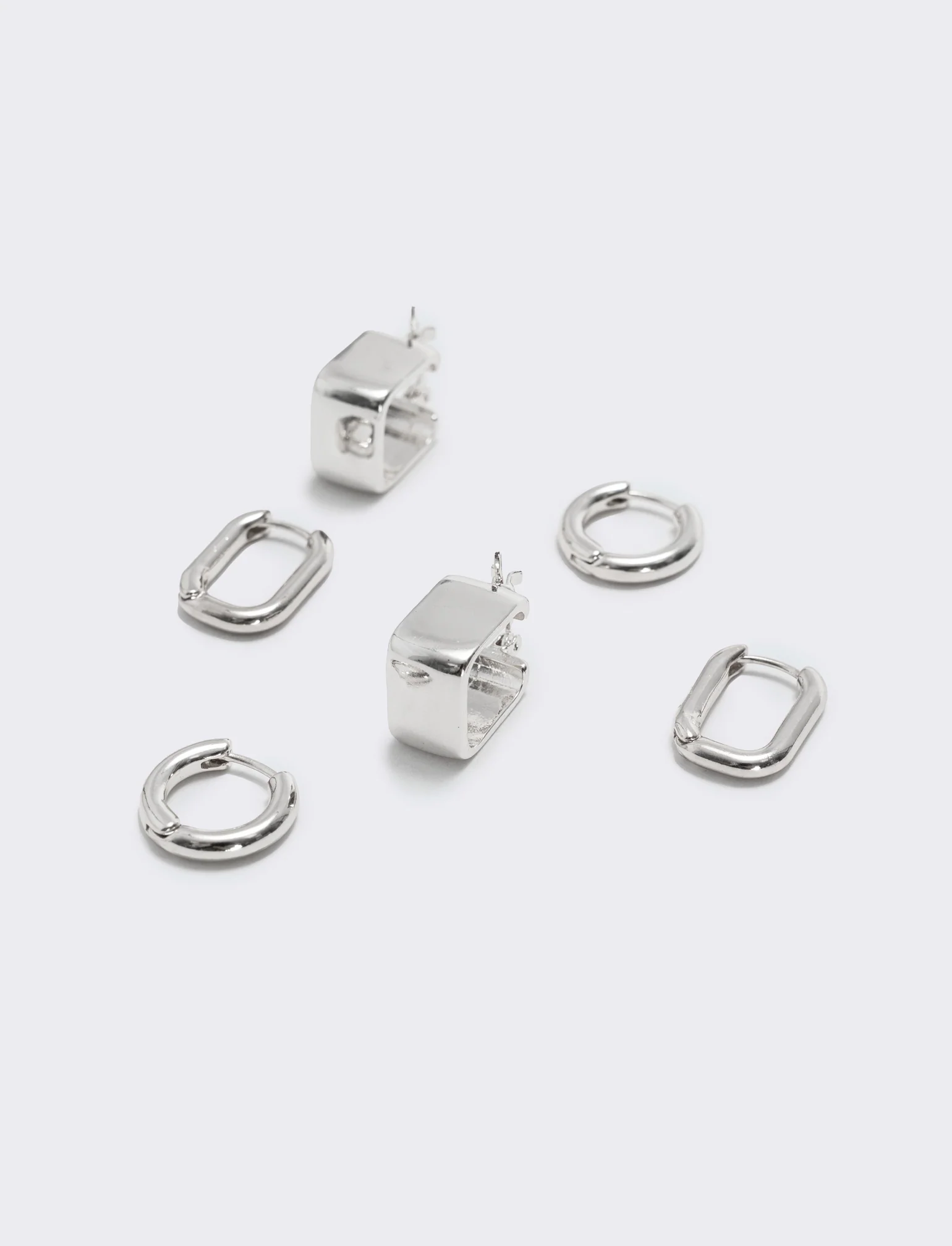 Orecchini cerchietti: 3 paia eleganti - Grigio - Image 3