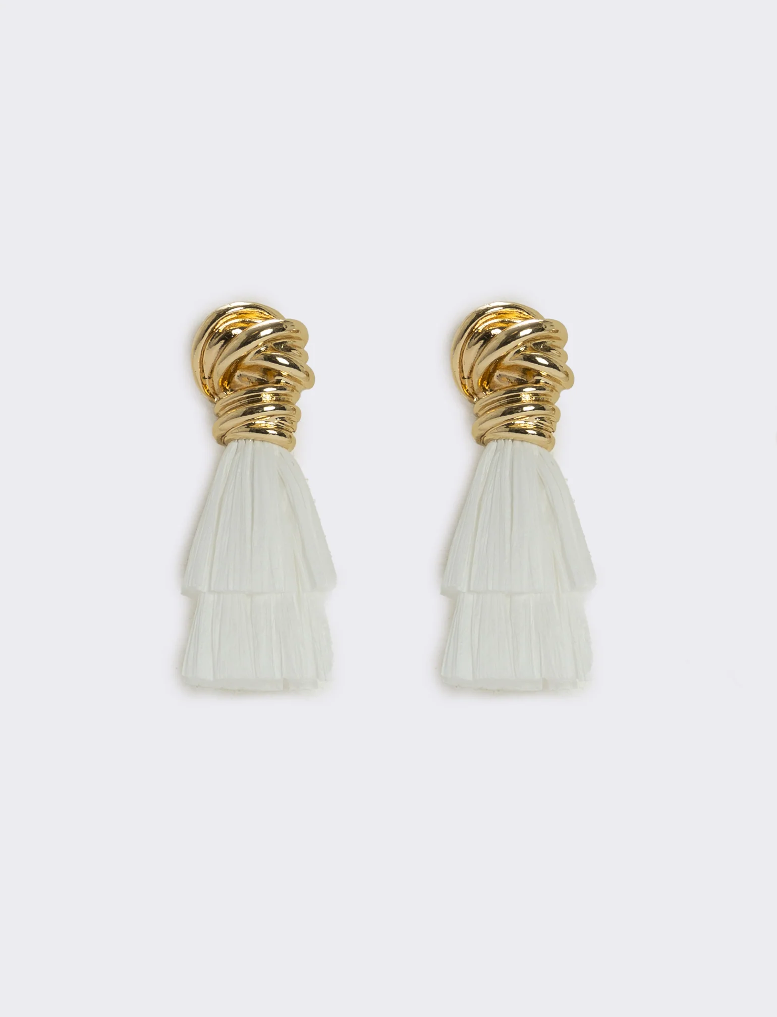 Orecchini con nodo in raffia per donne - Bianco - Image 2