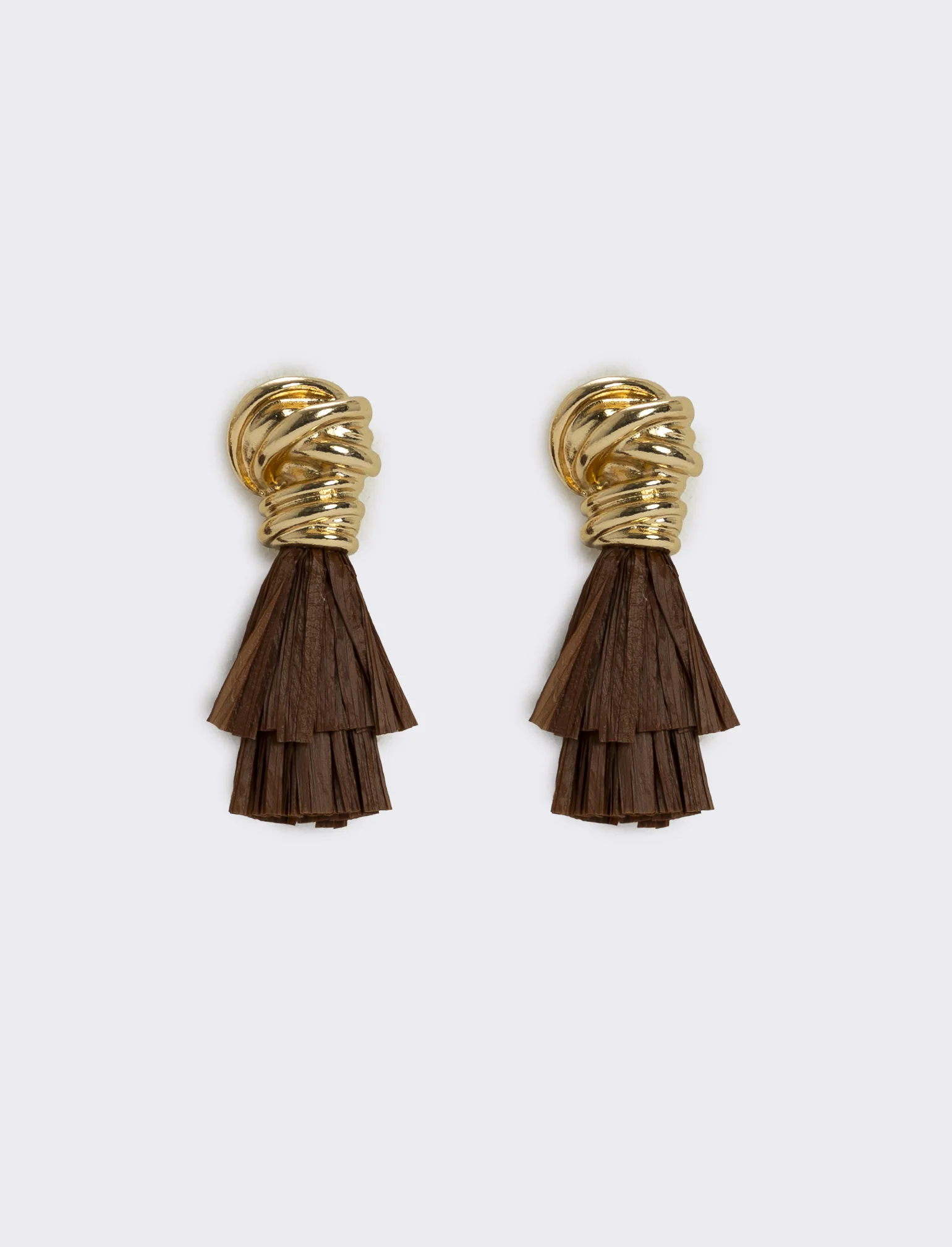 Orecchini con nodo in raffia per donne - Marrone