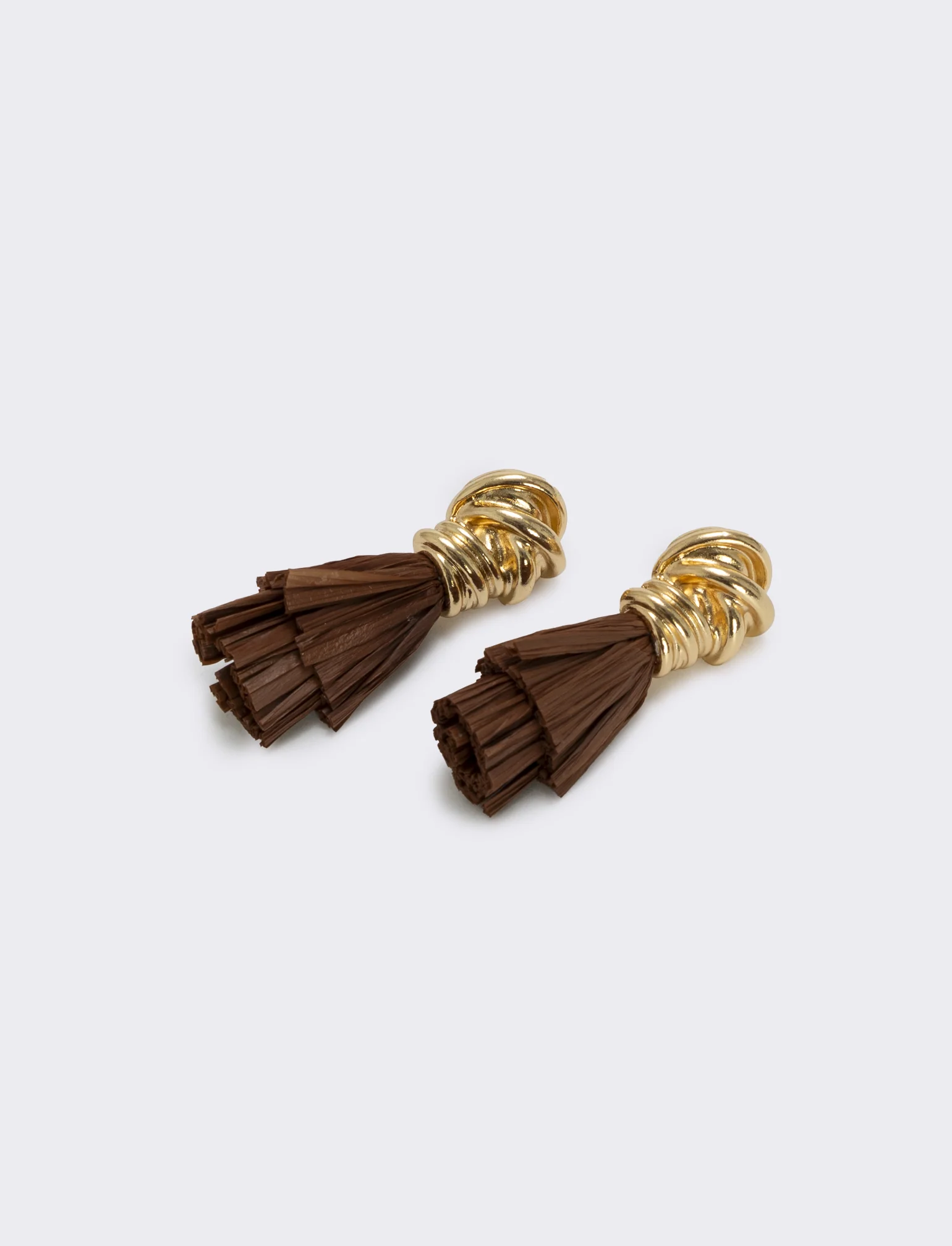 Orecchini con nodo in raffia per donne - Marrone - Image 2