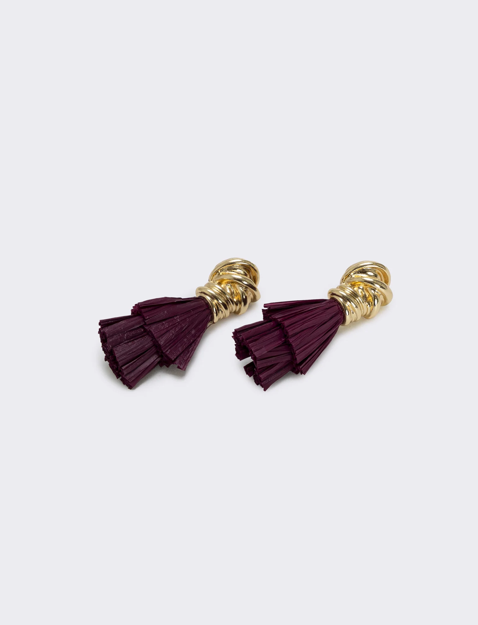 Orecchini con nodo in raffia per donne - Viola prugna - Image 2