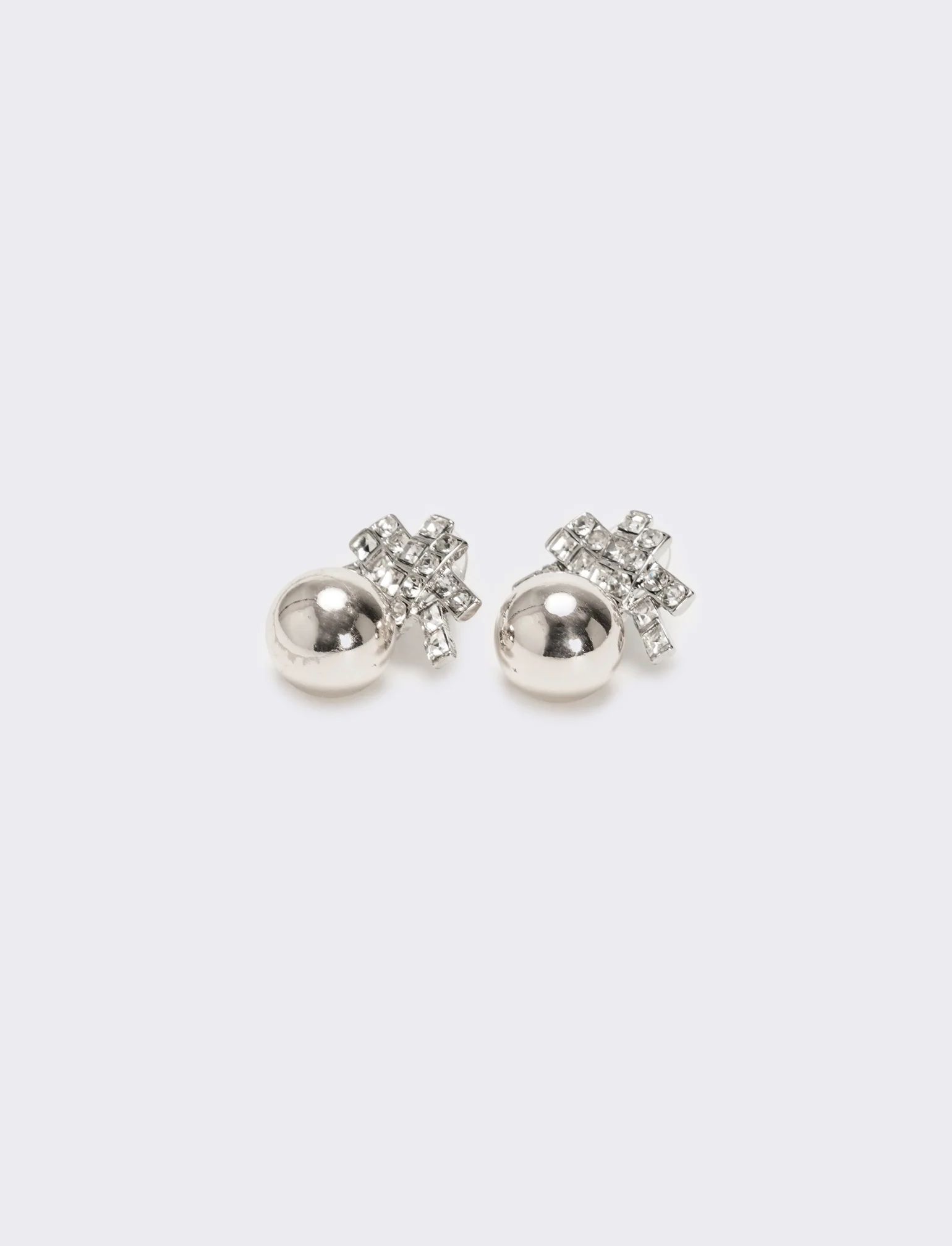 Orecchini con pendente strass e pallina - Argento