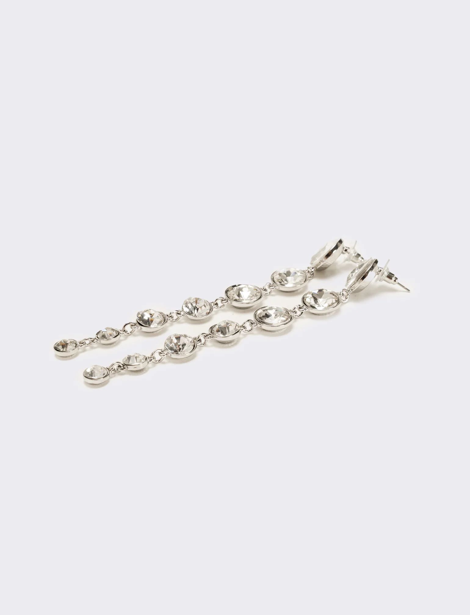 Orecchini con strass pendenti - Argento - Image 3