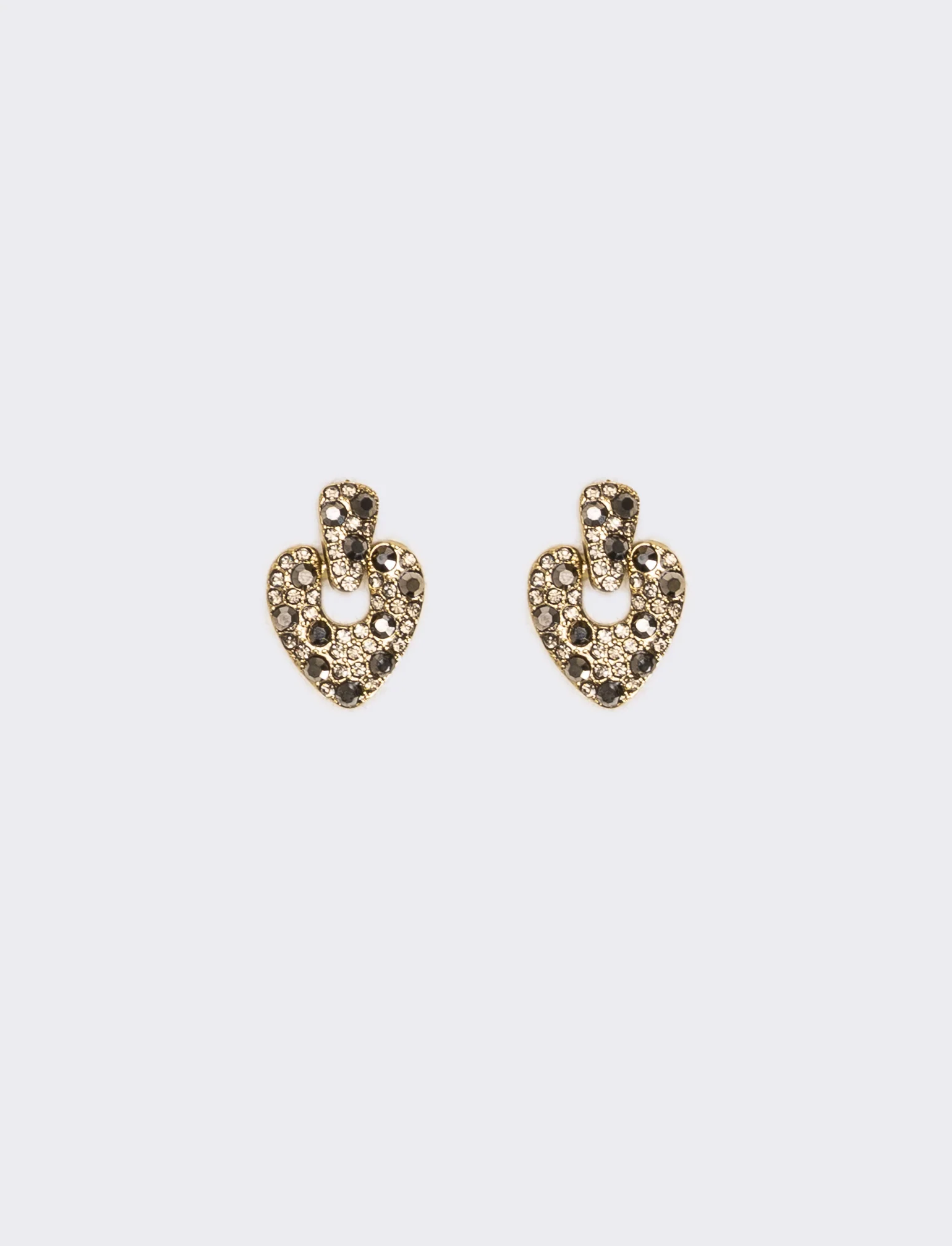Orecchini cuore con strass scintillanti - Nero