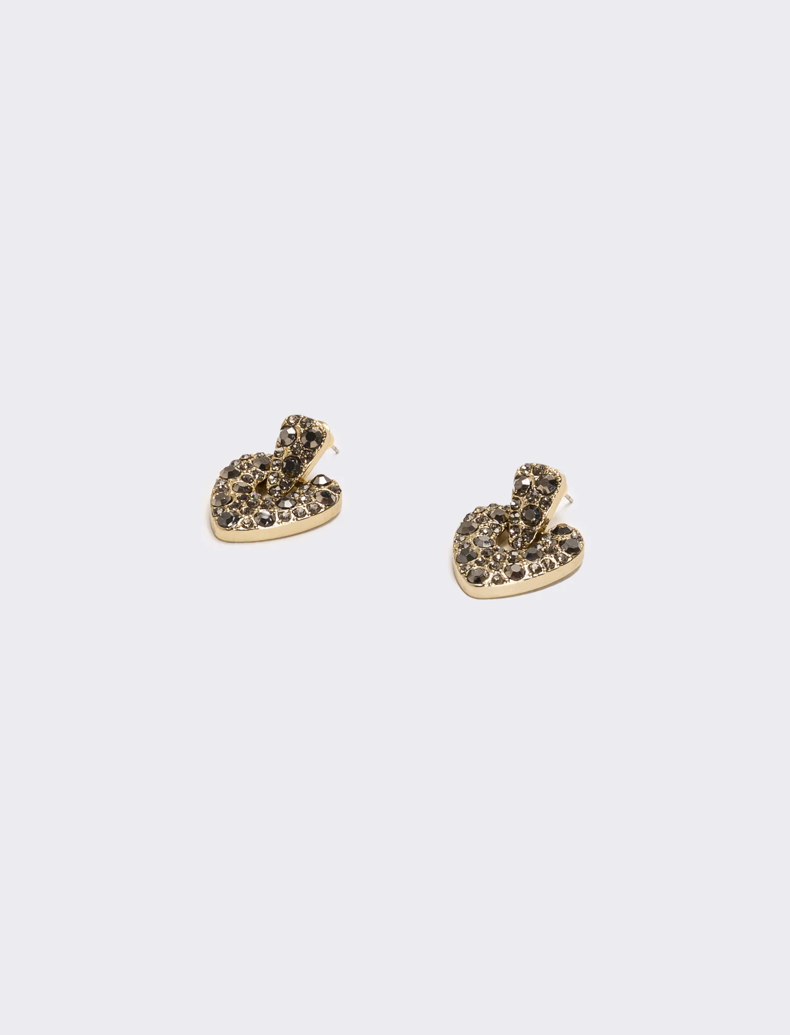 Orecchini cuore con strass scintillanti - Nero - Image 2