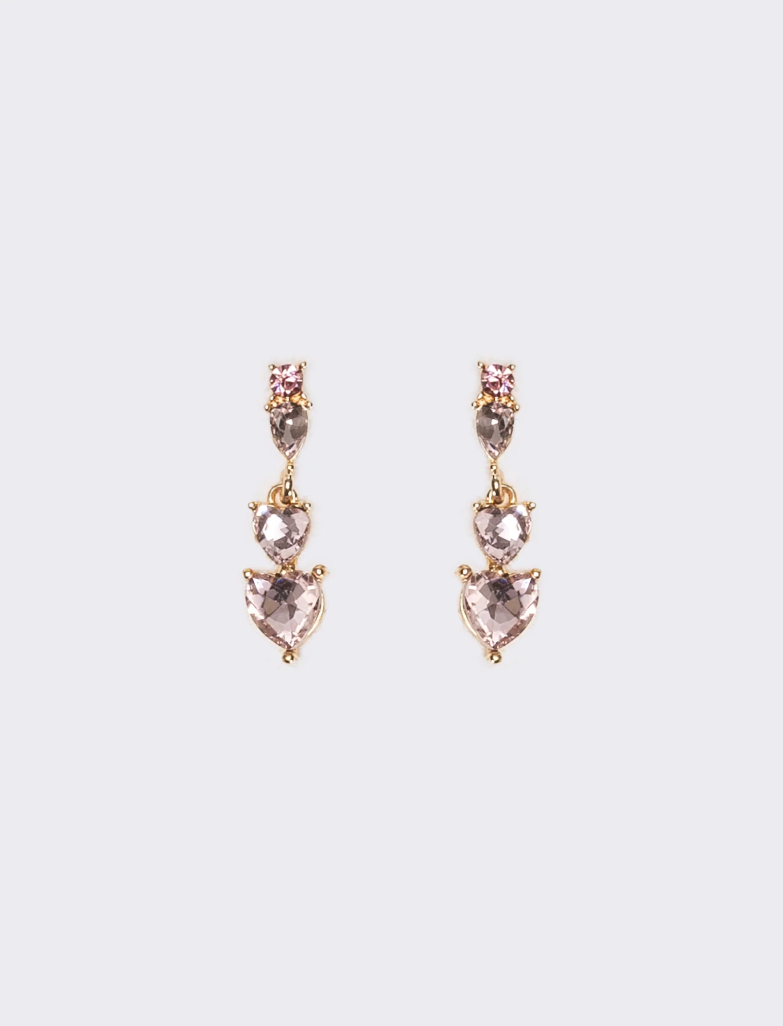 Orecchini donna 3 cuori strass - Rosa