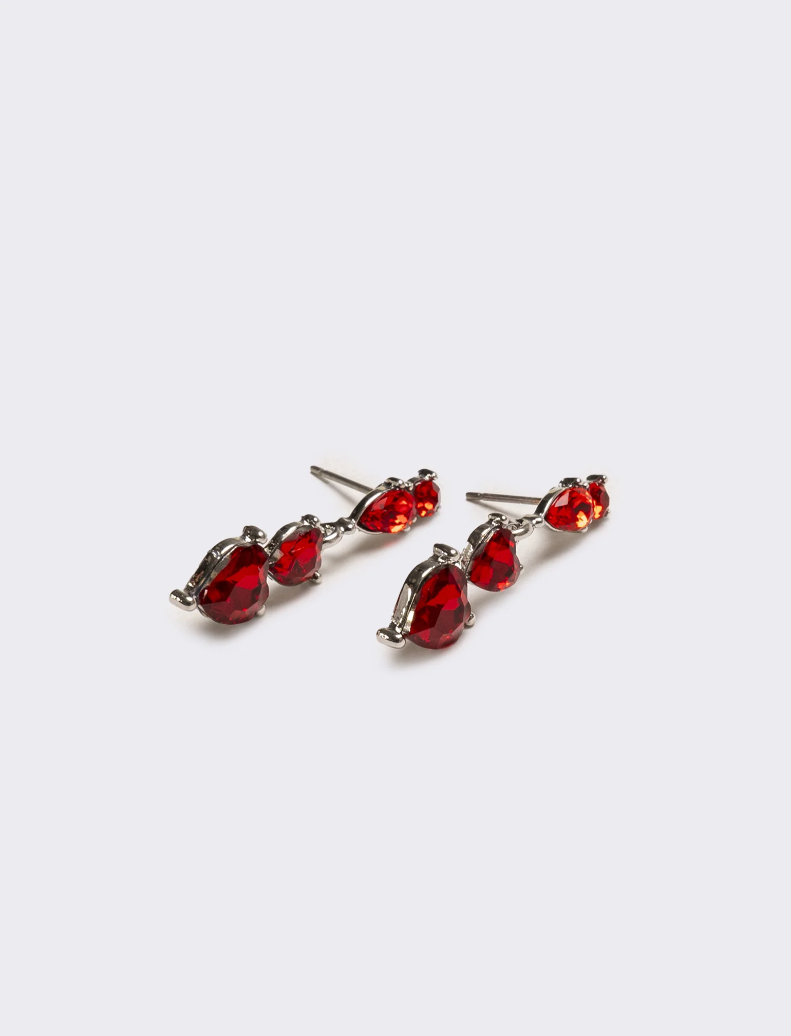 Orecchini donna 3 cuori strass - Rosso - Image 2