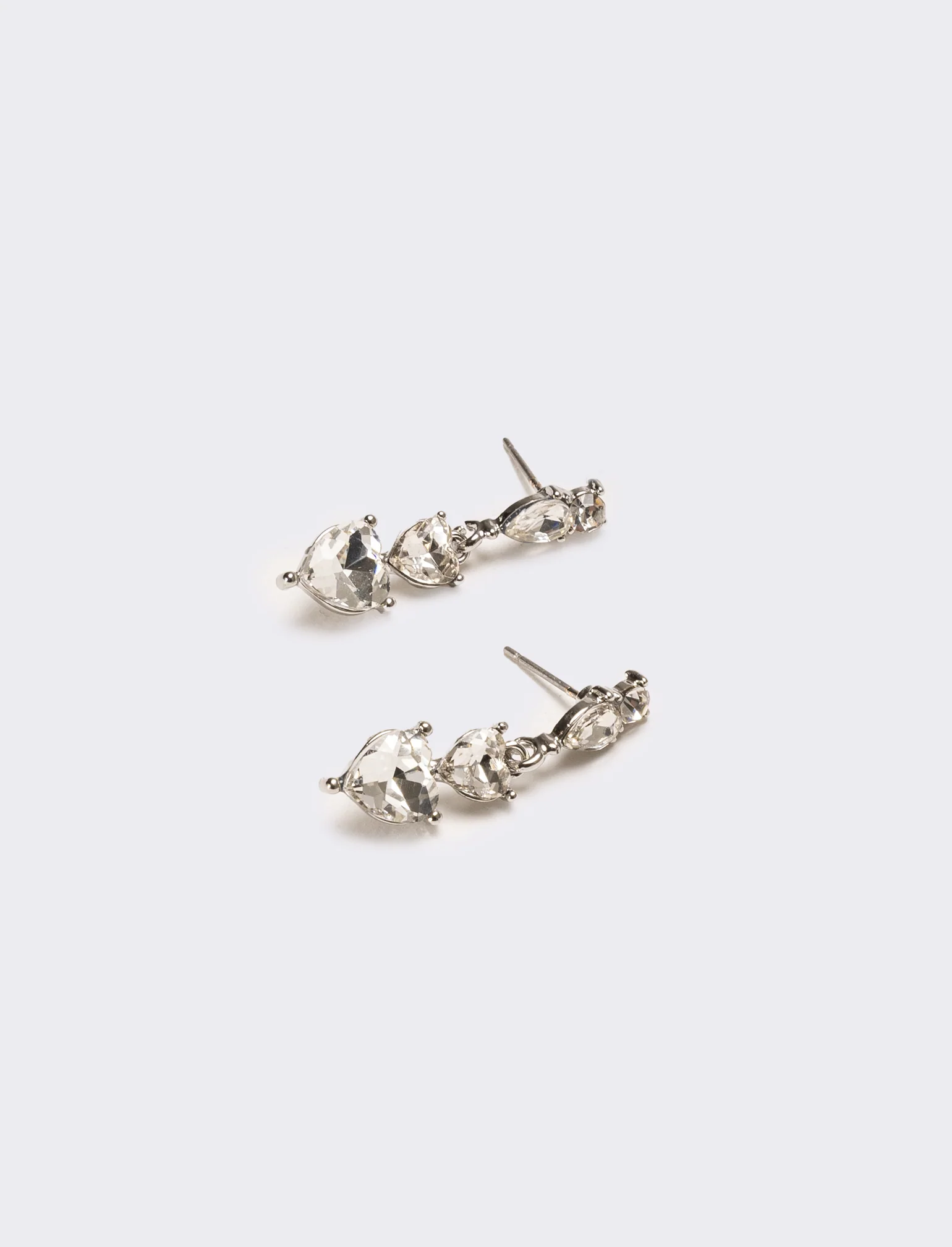 Orecchini donna 3 cuori strass - Trasparente - Image 2