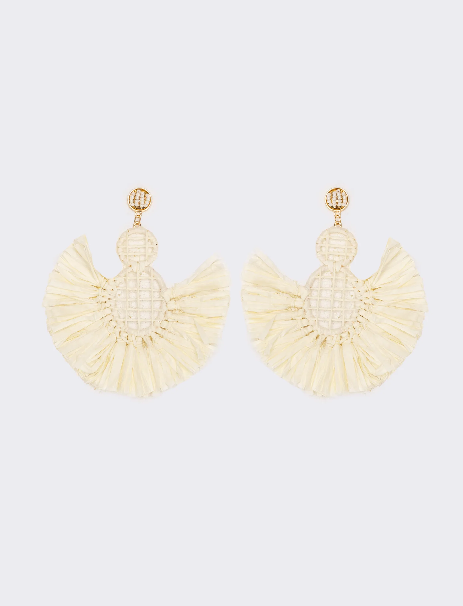 Orecchini donna a ventaglio in raffia - Bianco sporco