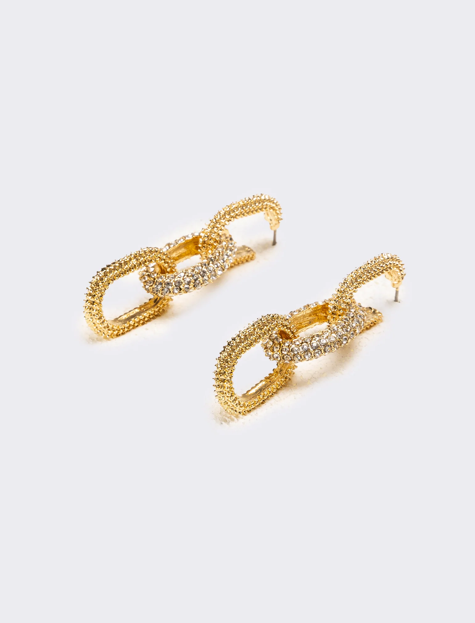 Orecchini donna catena con strass - Oro - Image 2