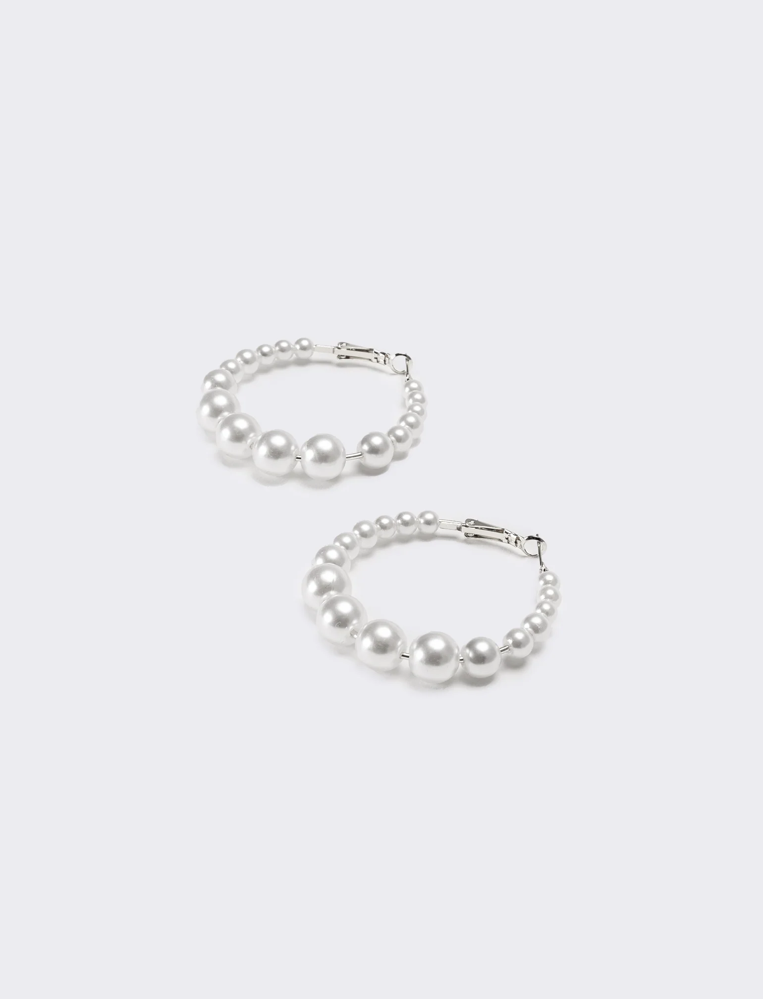 Orecchini donna cerchi con perle gradiens - Argento - Image 2