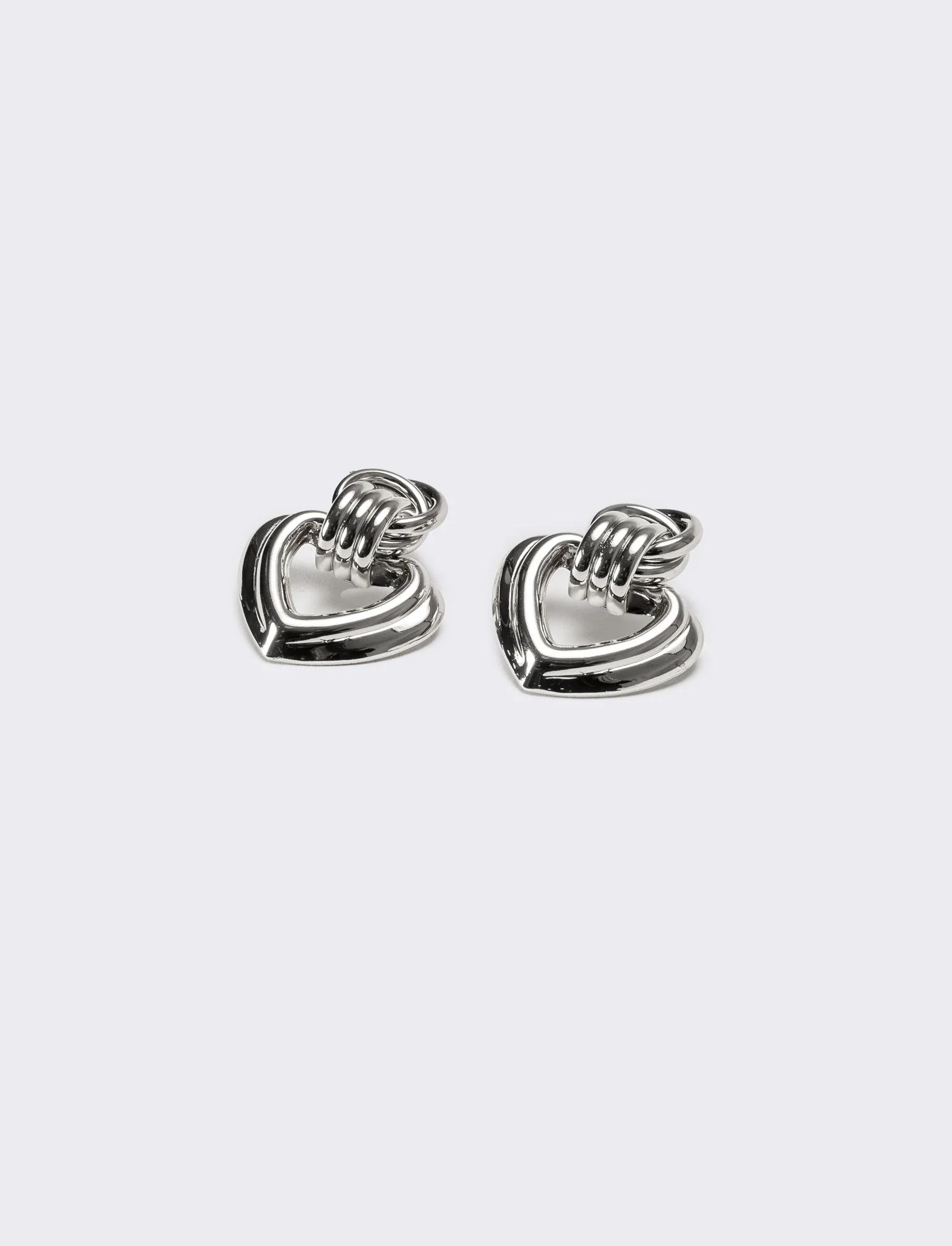 Orecchini donna con clip cuori - Argento - Image 2