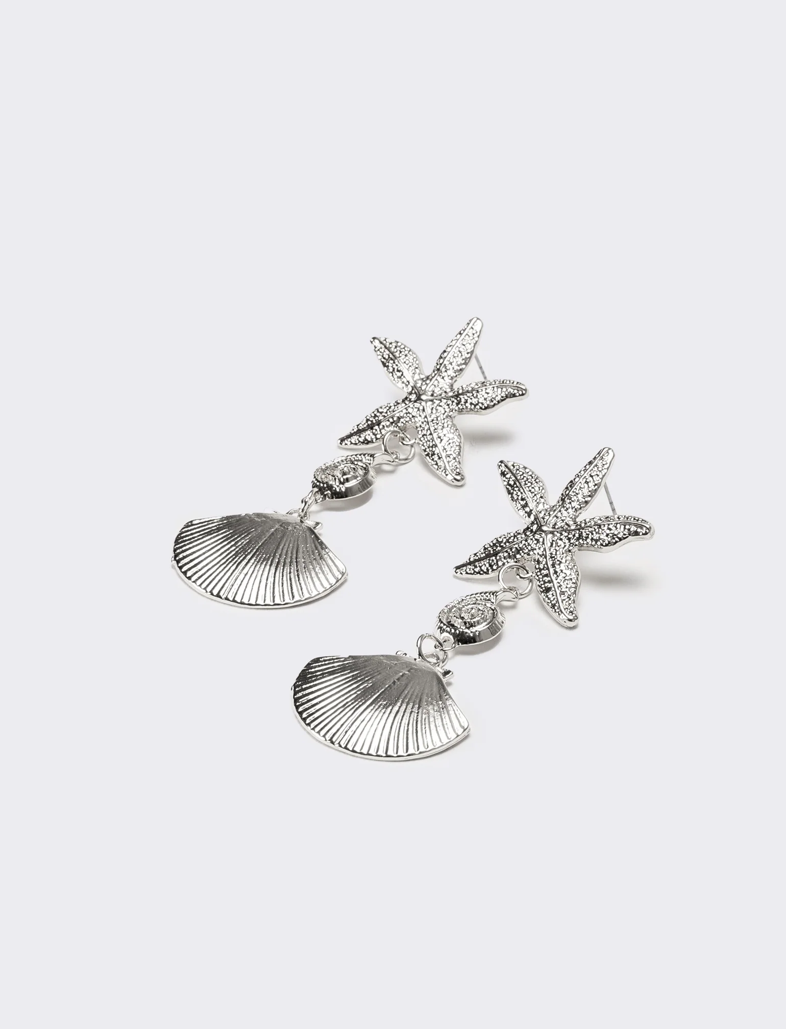 Orecchini donna conchiglia con stella - Argento - Image 2