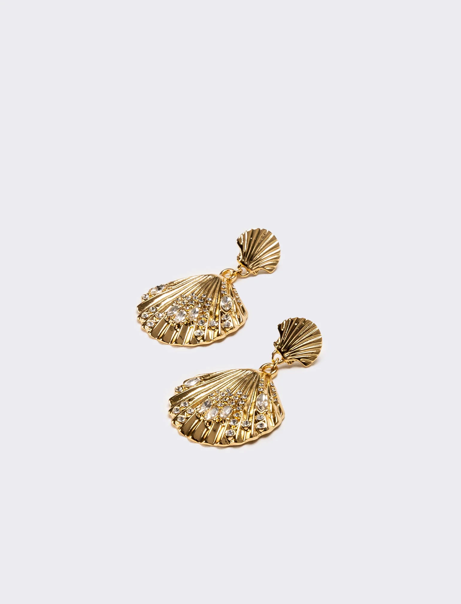 Orecchini donna conchiglia con strass - Oro - Image 2