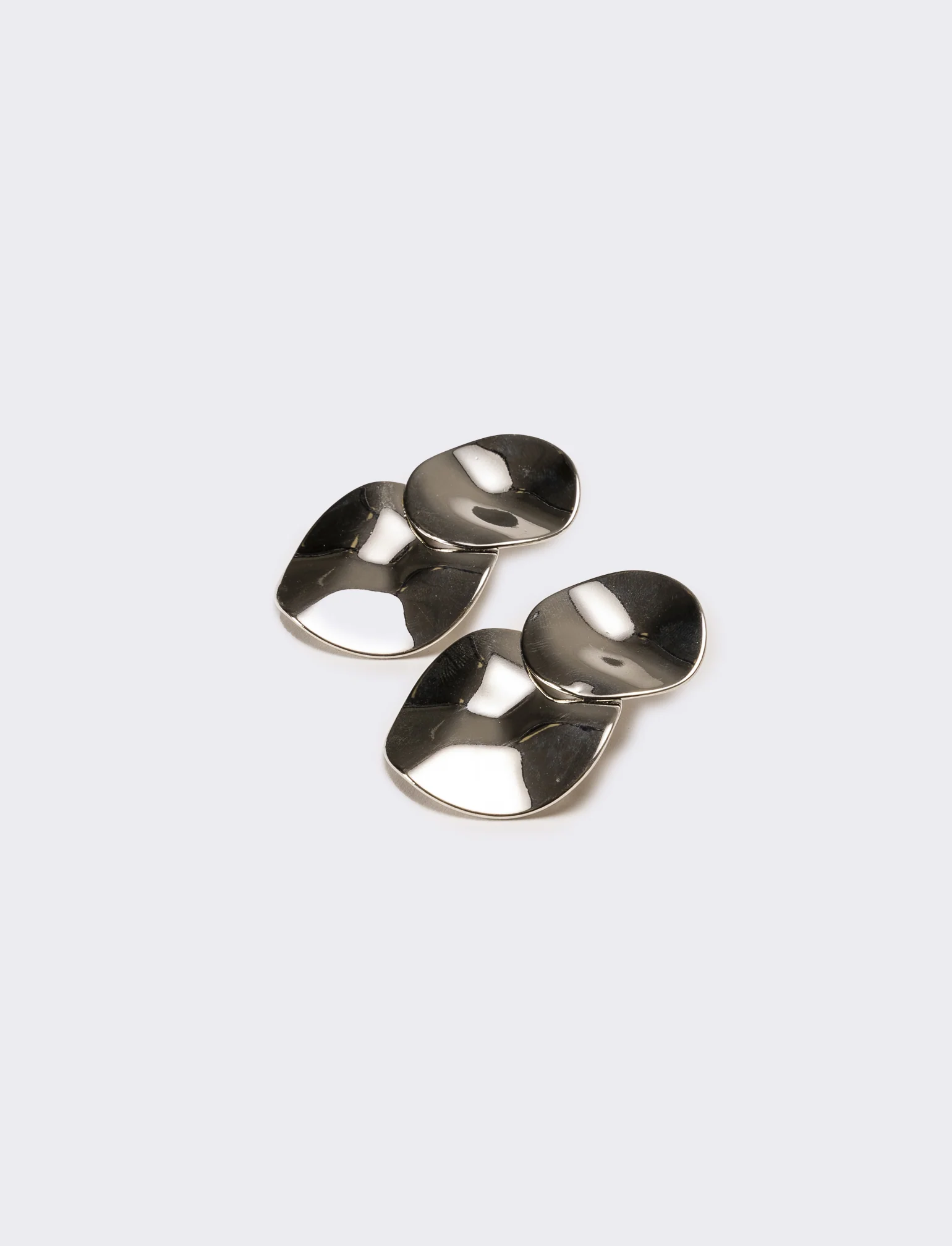 Orecchini donna doppio disco martellato - Argento - Image 2