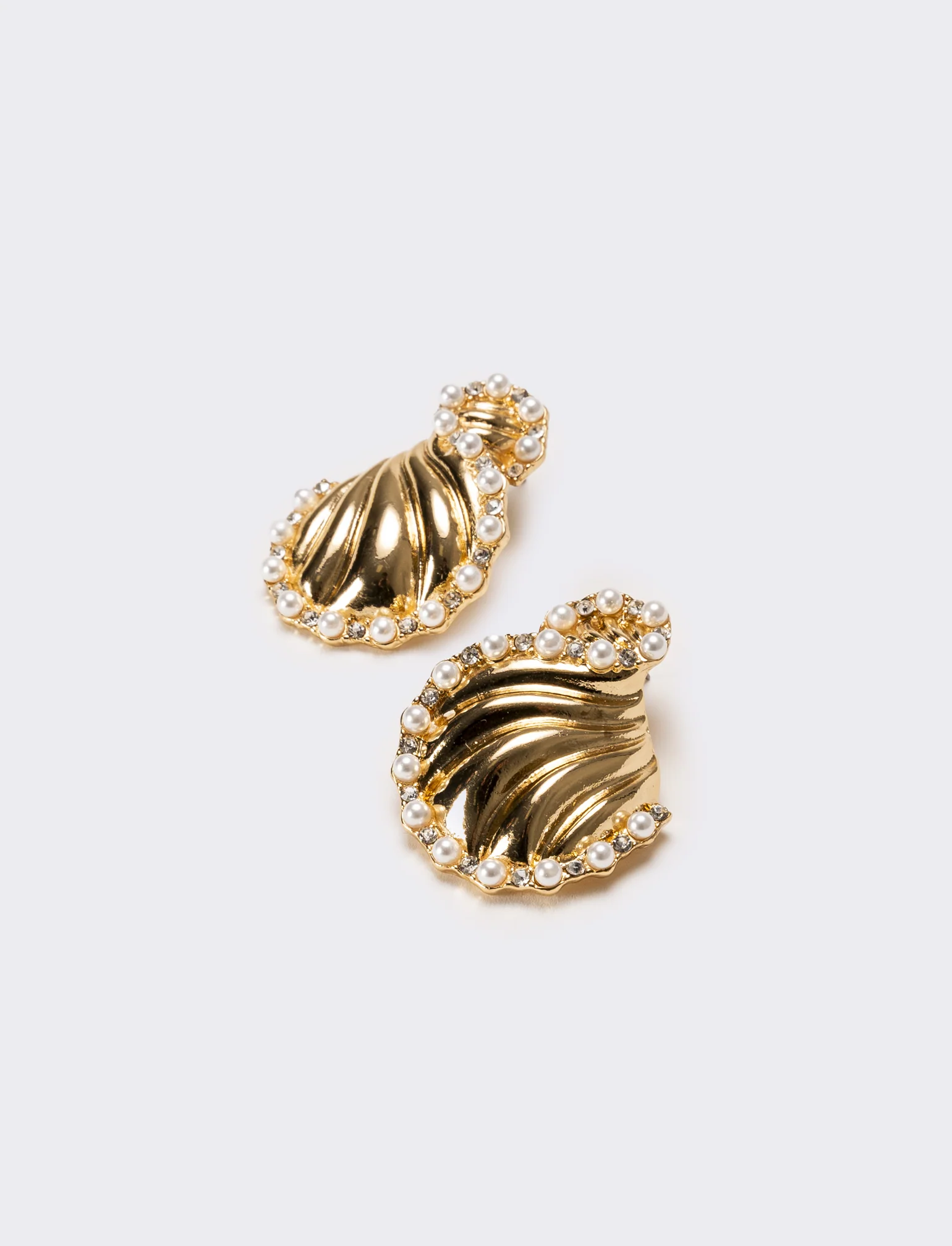 Orecchini donna drappeggio e perle - Oro - Image 2