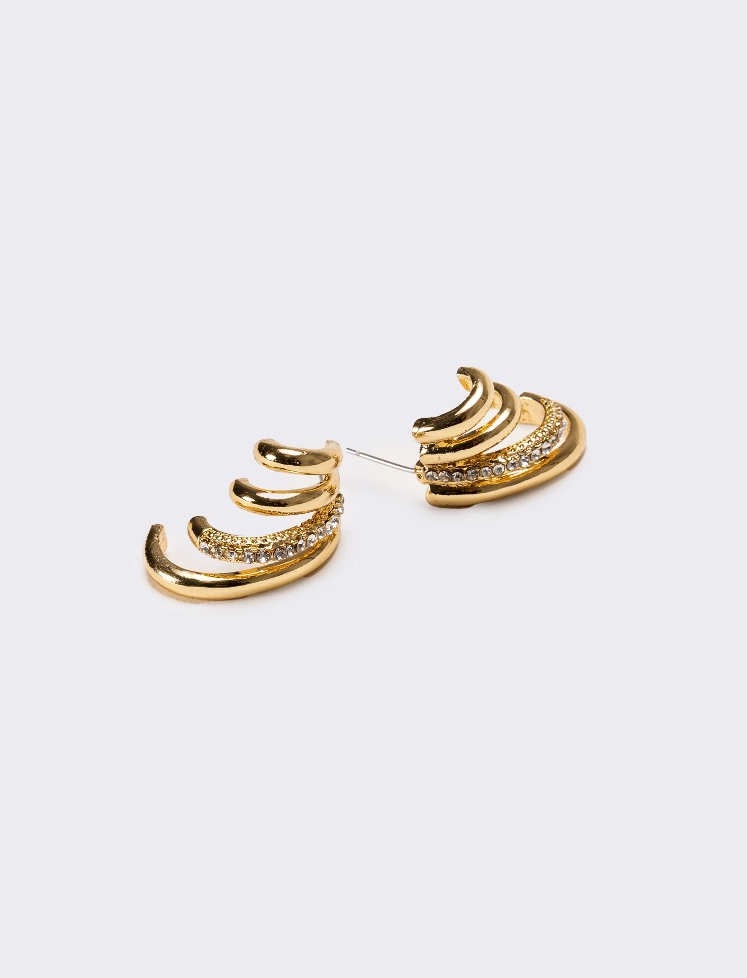 Orecchini donna effetto piercing con strass - Oro - Image 2