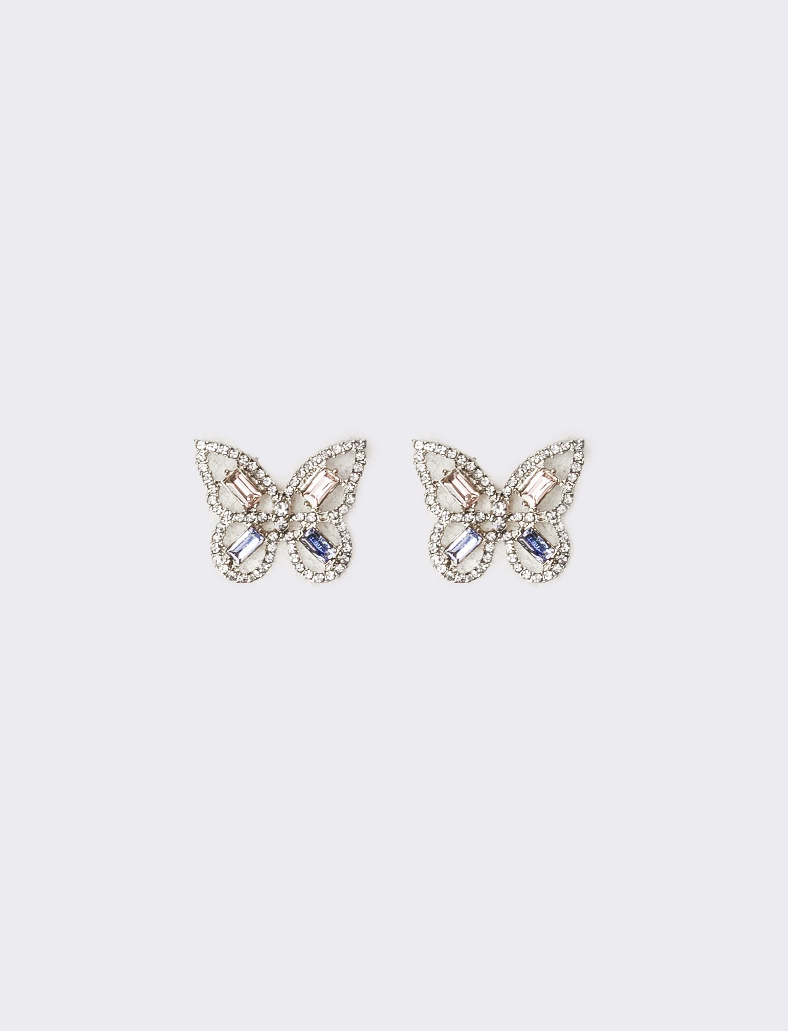 Orecchini donna farfalla con strass - Argento