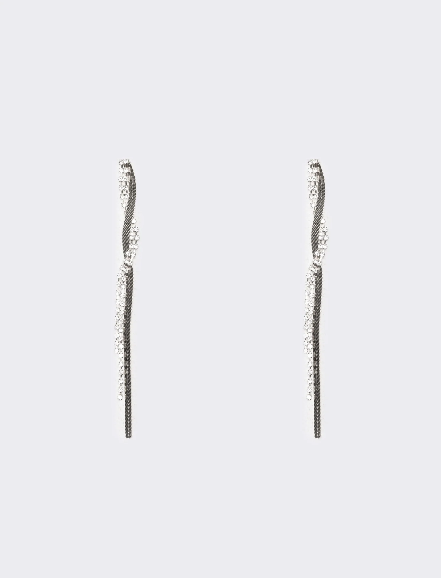 Orecchini donna fili lunghi strass - Argento