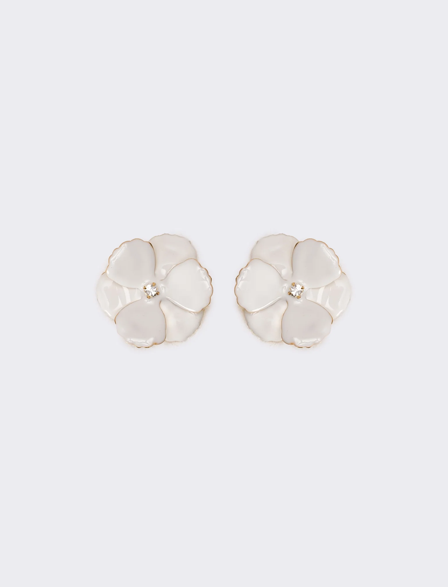Orecchini donna fiore con strass - Bianco - Image 2