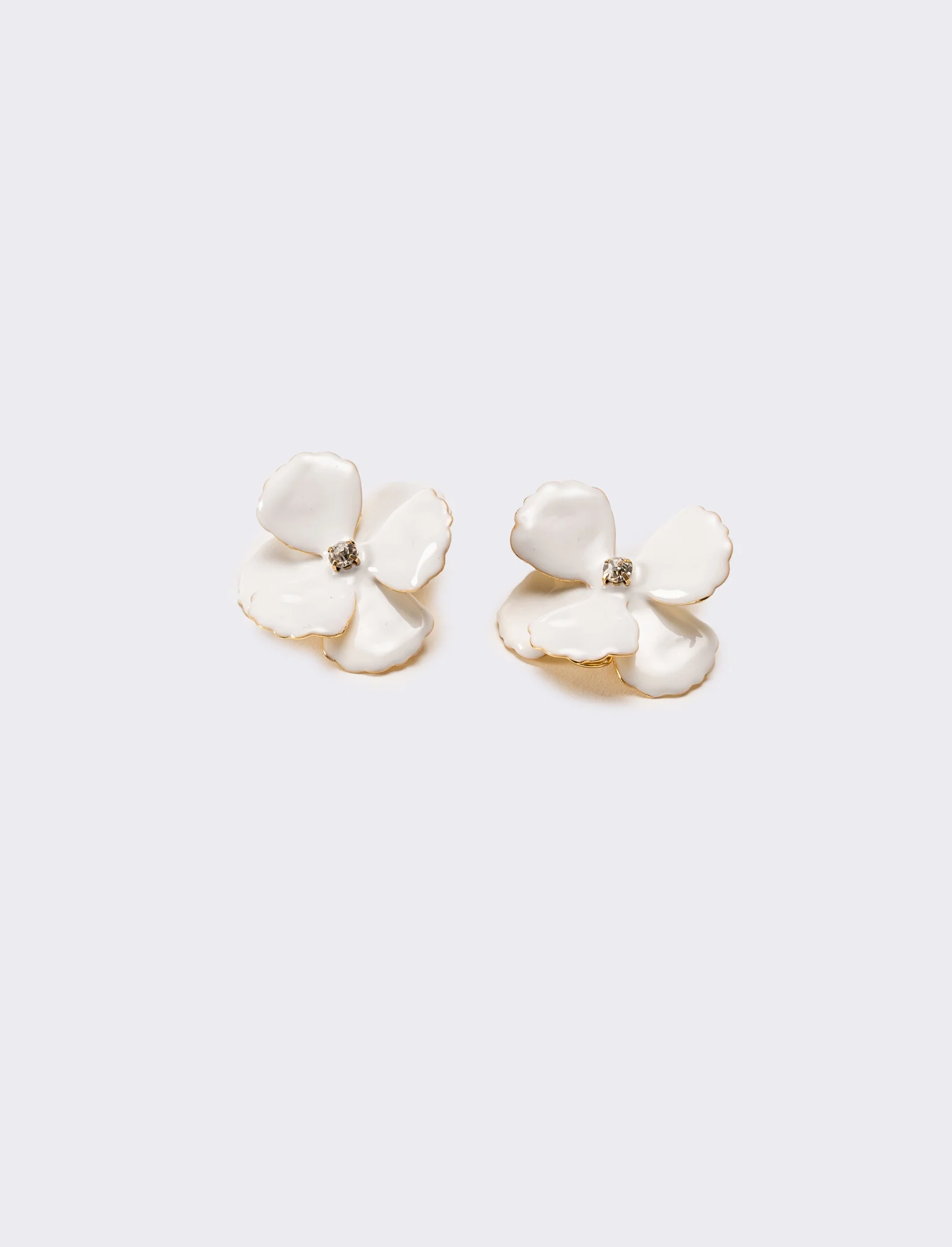 Orecchini donna fiore con strass - Bianco - Image 3