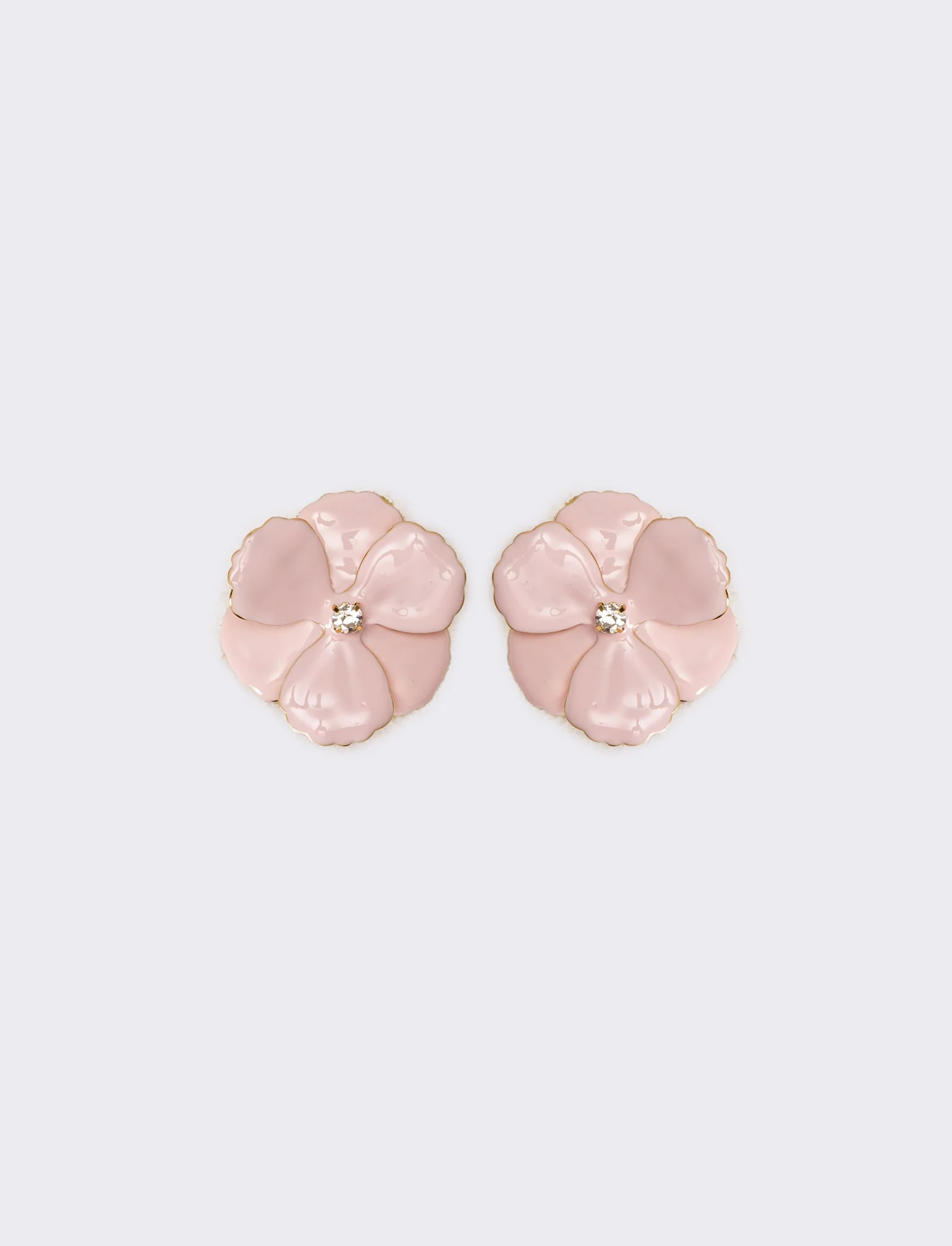 Orecchini donna fiore con strass - Rosa