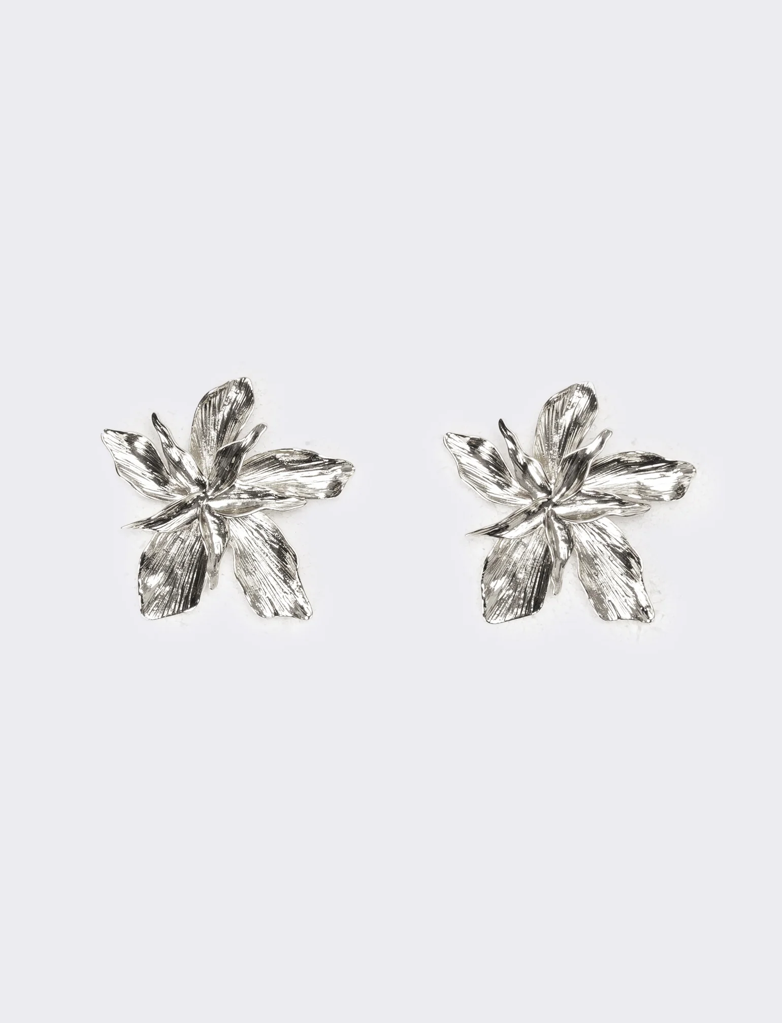 Orecchini donna fiore con striatura - Argento