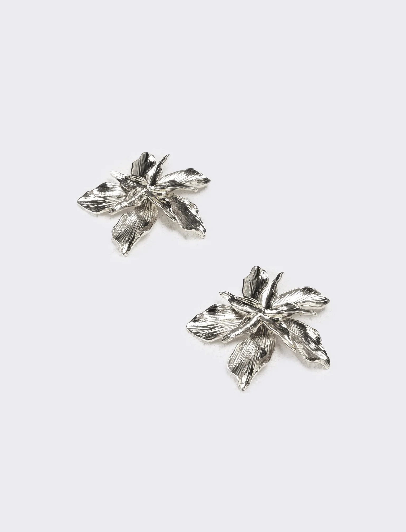 Orecchini donna fiore con striatura - Argento - Image 2