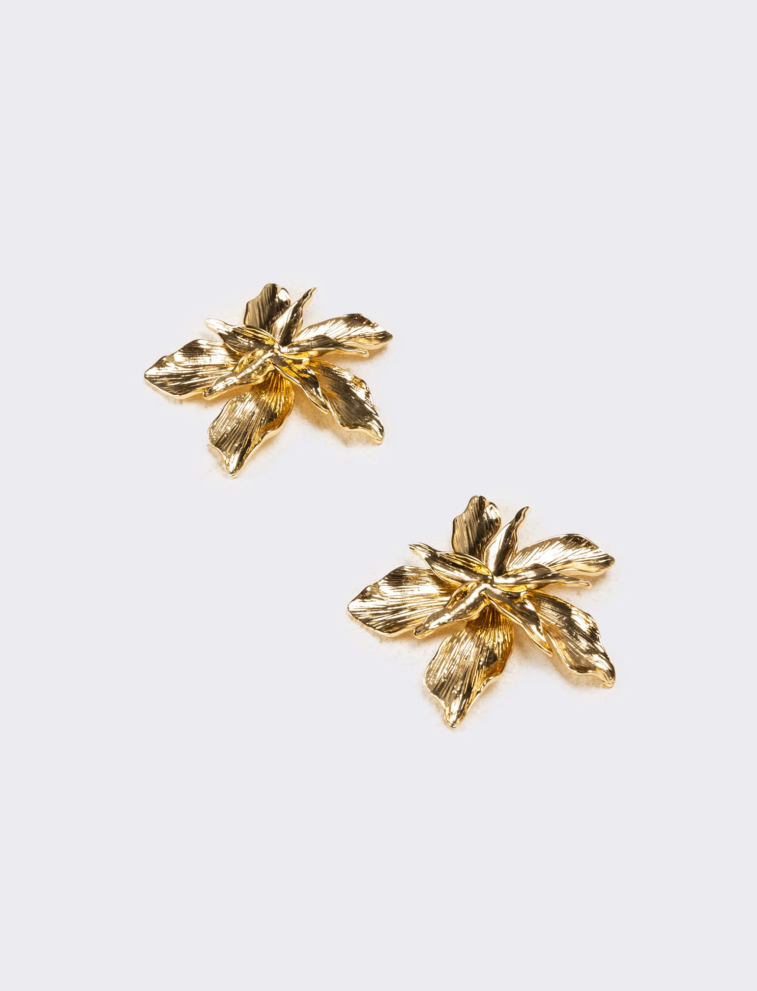 Orecchini donna fiore con striatura - Oro - Image 2