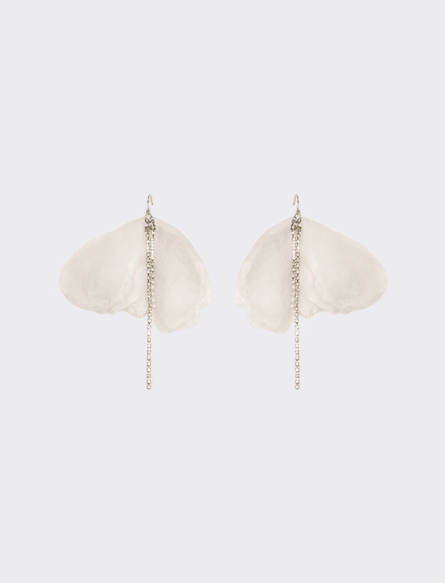 Orecchini donna fiore in tessuto con strass - Bianco