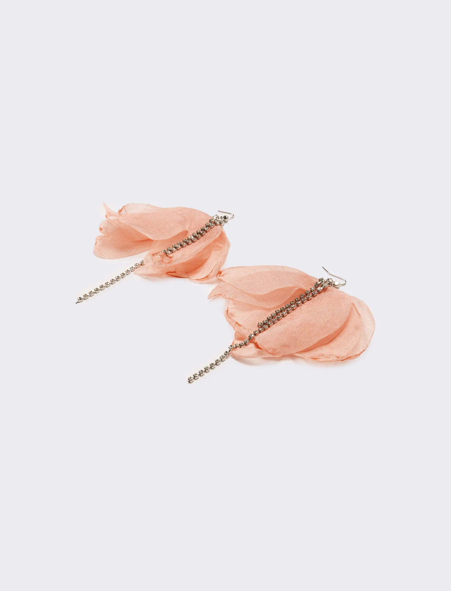 Orecchini donna fiore in tessuto con strass - Rosa - Image 2