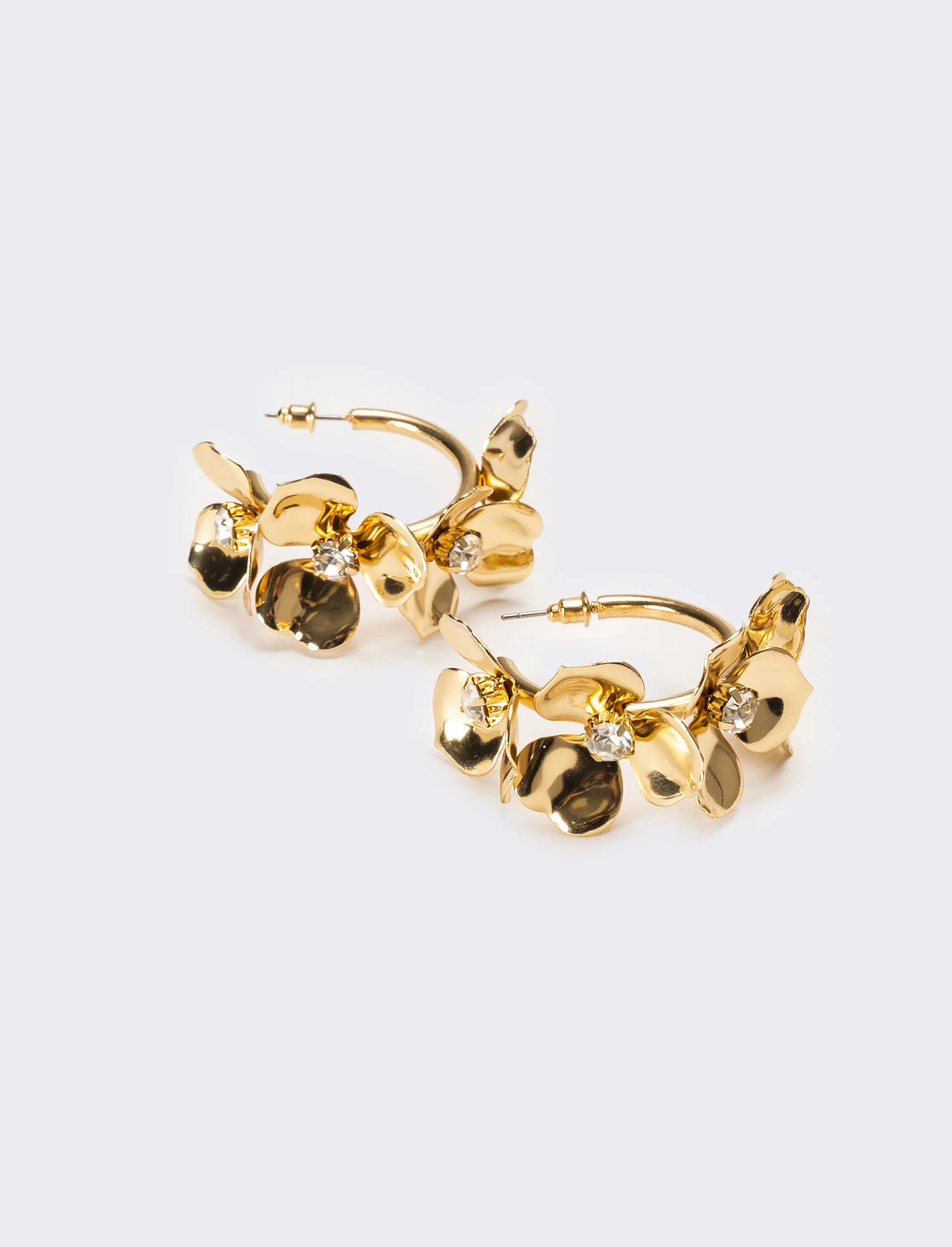 Orecchini donna mezzo cerchio fiore - Oro - Image 2