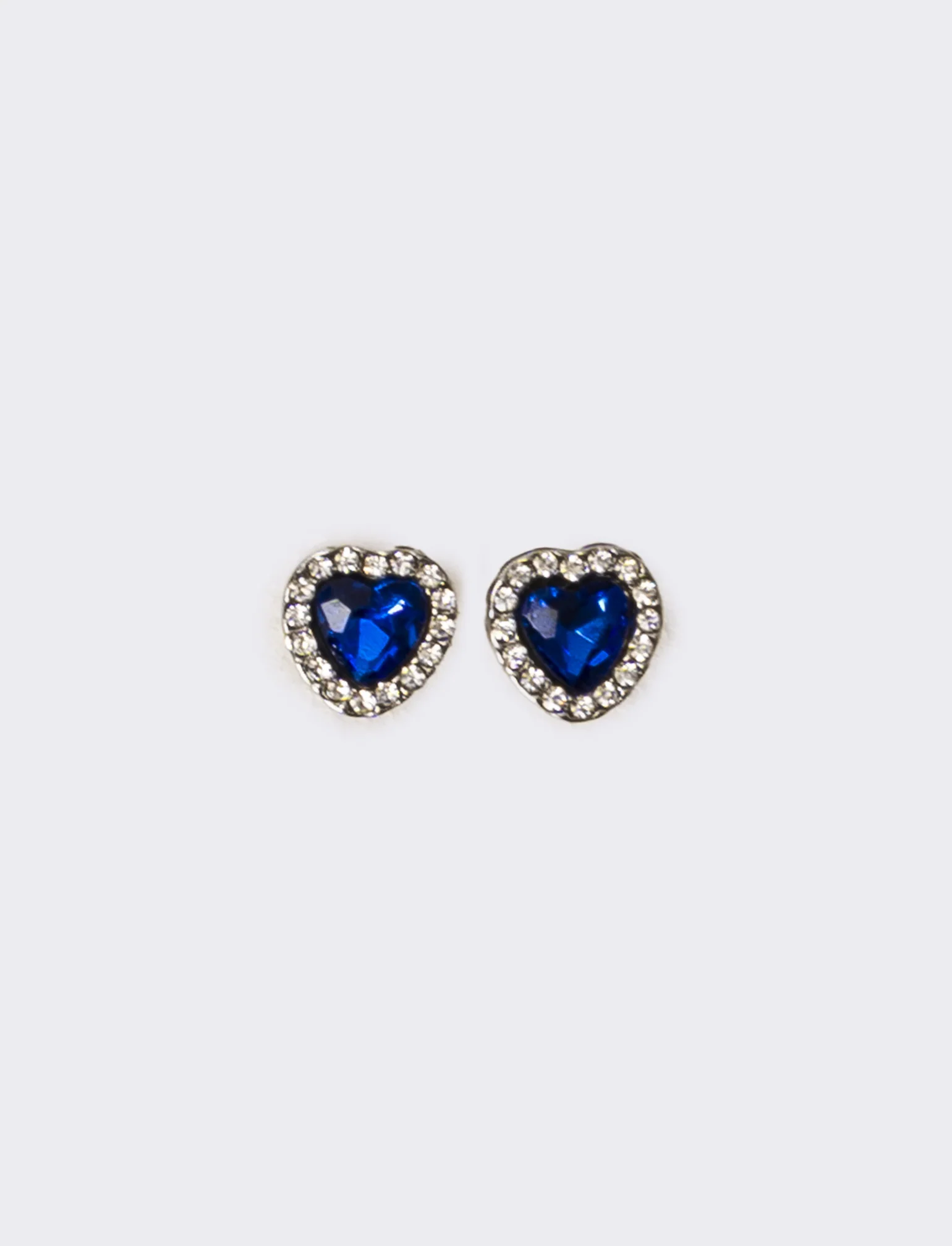 Orecchini donna strass a cuoricino - Blu