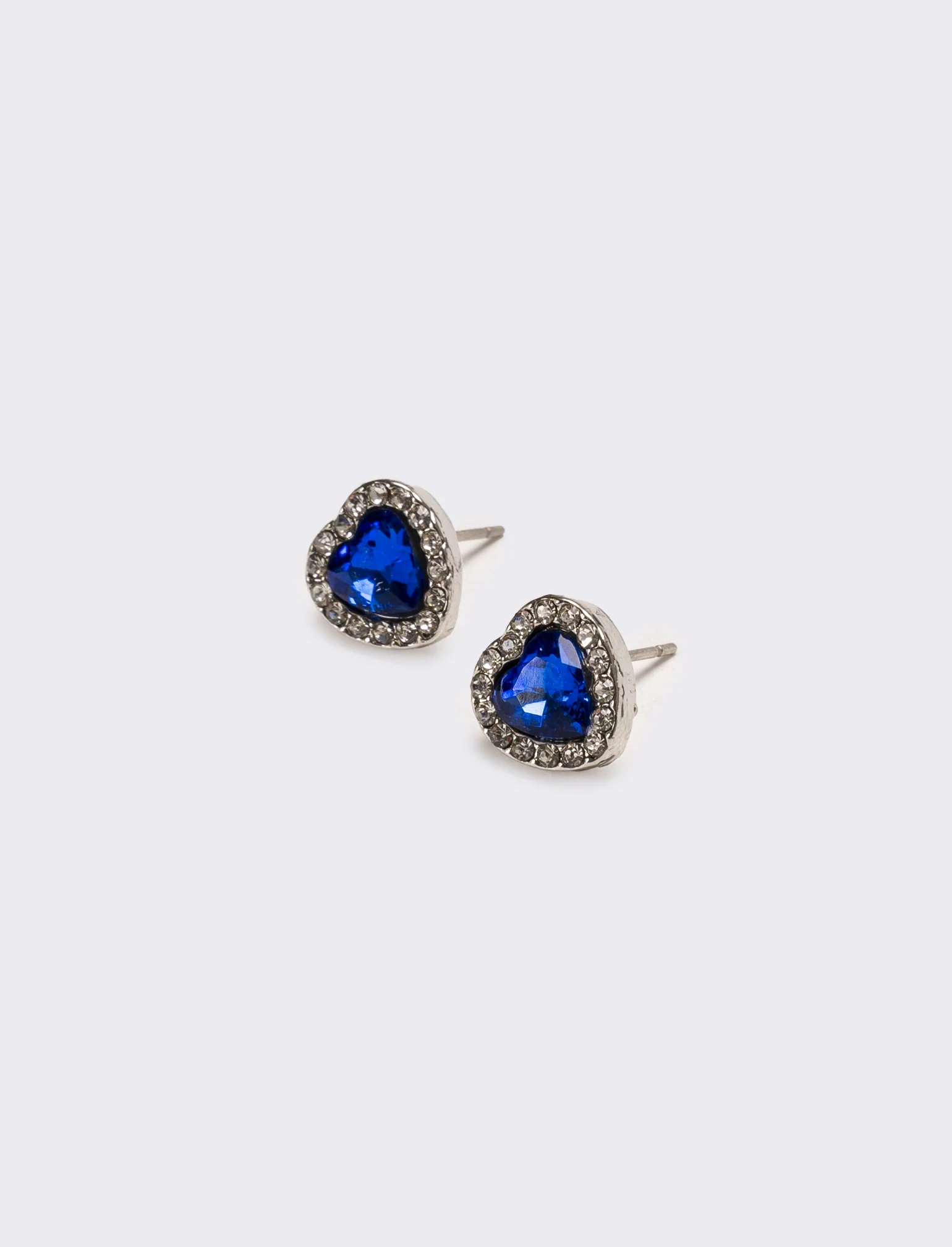 Orecchini donna strass a cuoricino - Blu - Image 2
