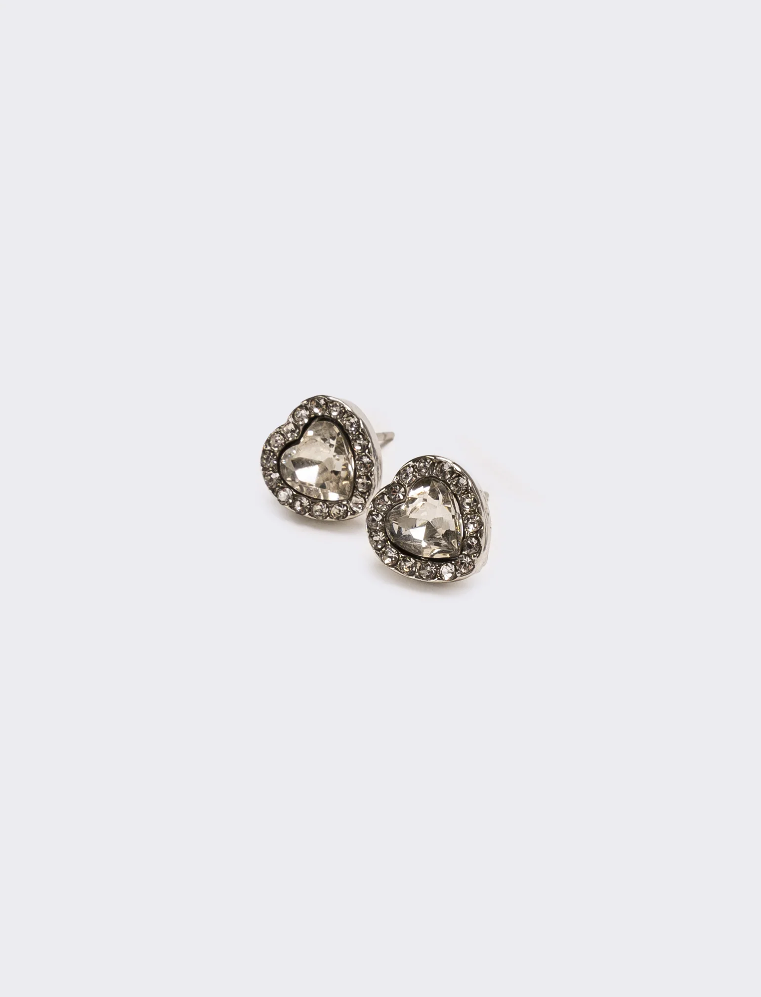 Orecchini donna strass a cuoricino - Trasparente - Image 2