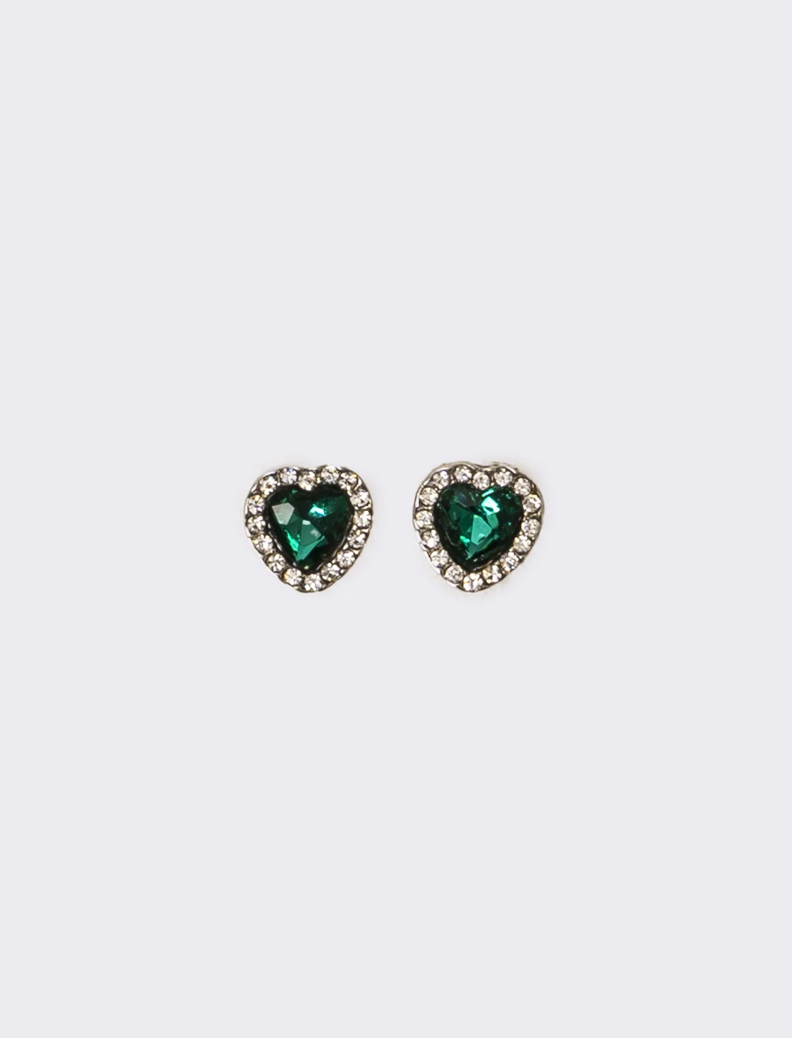 Orecchini donna strass a cuoricino - Verde
