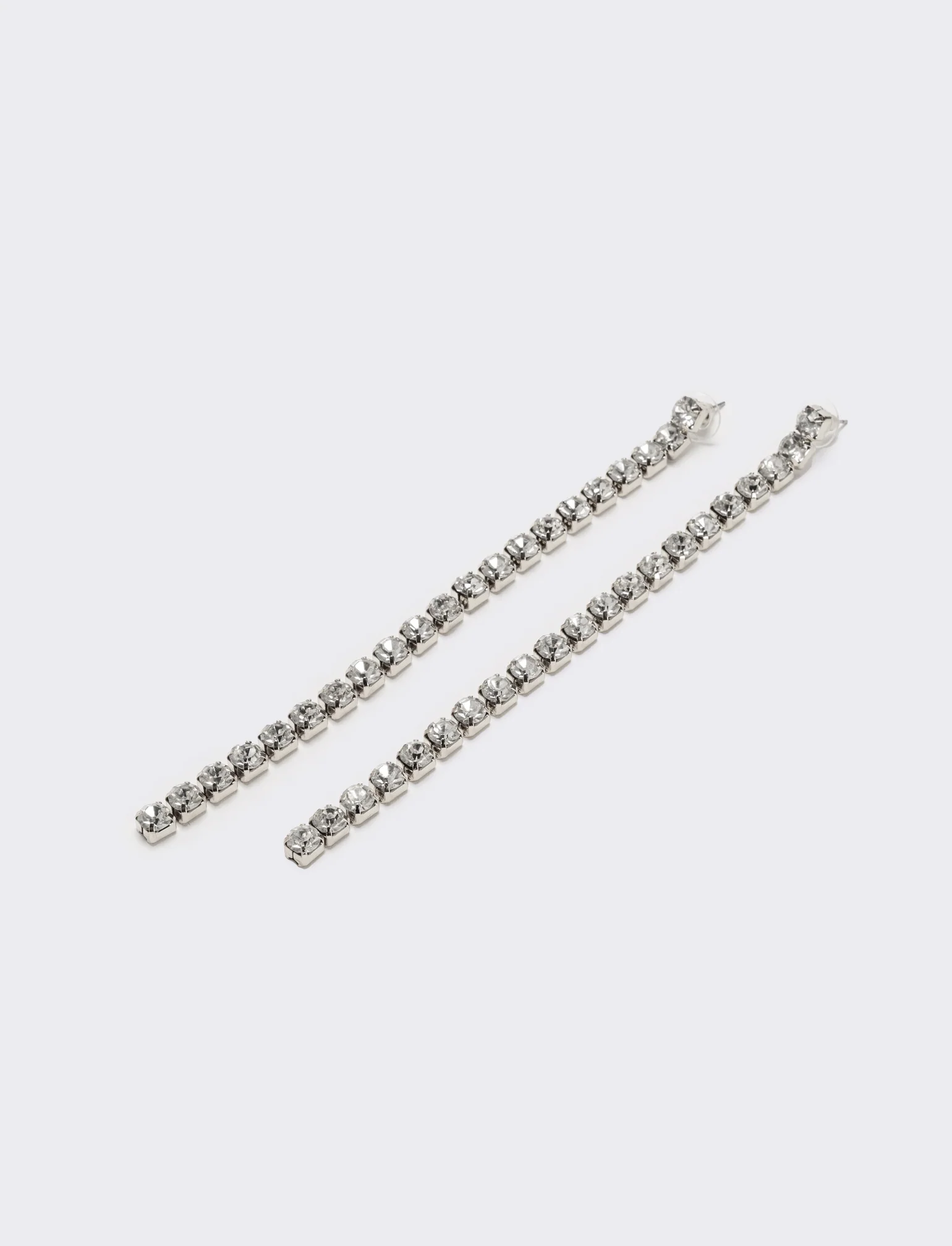 Orecchini fili pendenti con strass - Argento