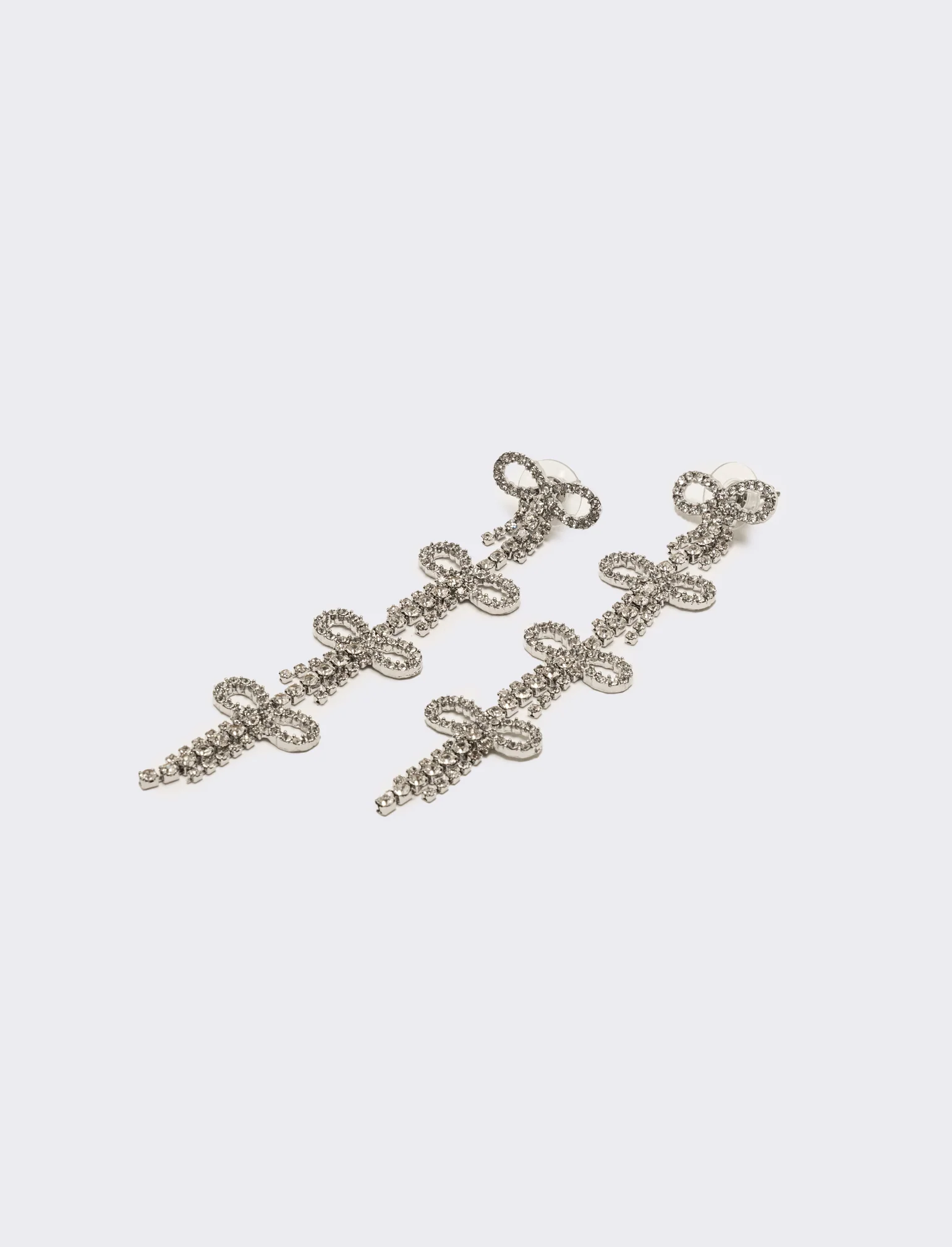 Orecchini fiocchi in strass - Argento - Image 2