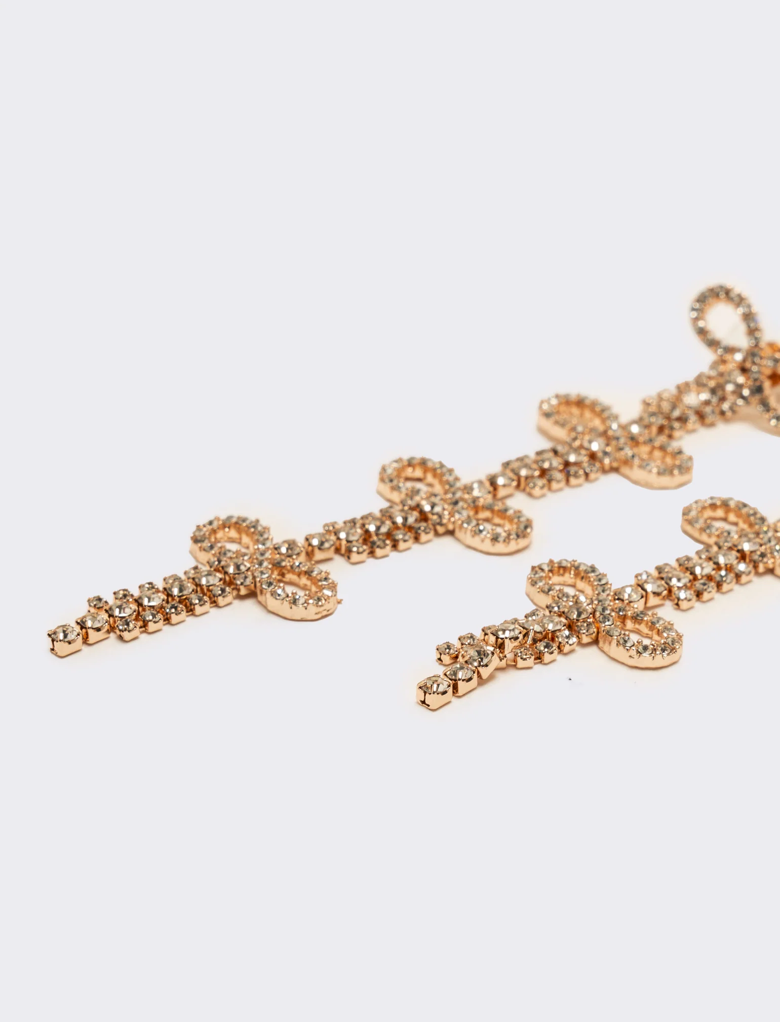 Orecchini fiocchi in strass - Oro rosa - Image 3