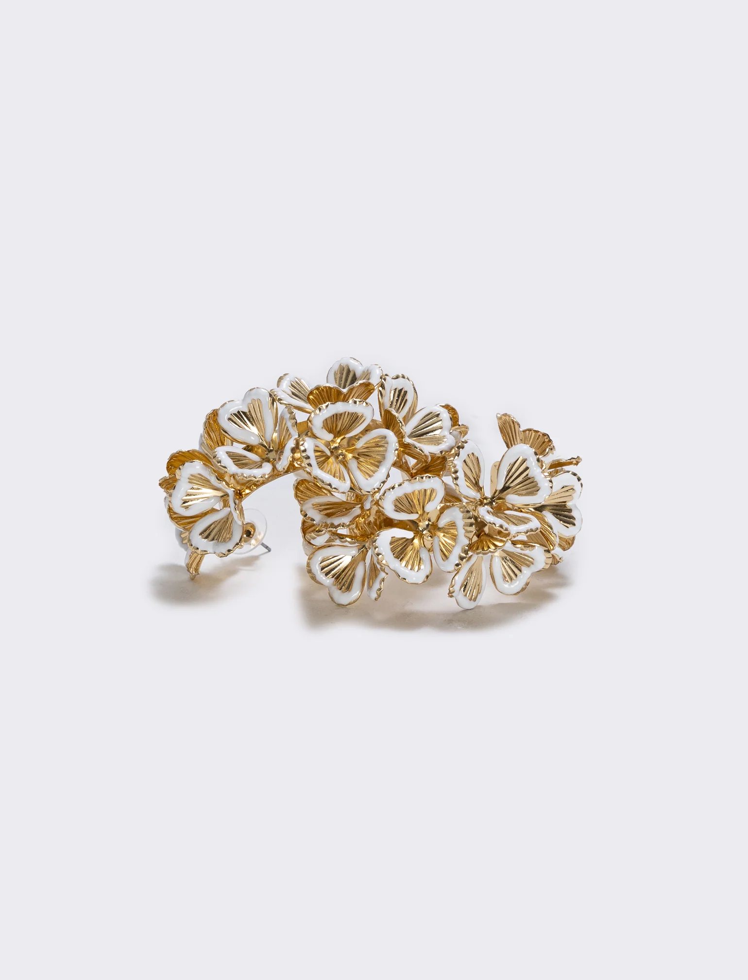 Orecchini Fiori a Mezzo Cerchio - Bianco