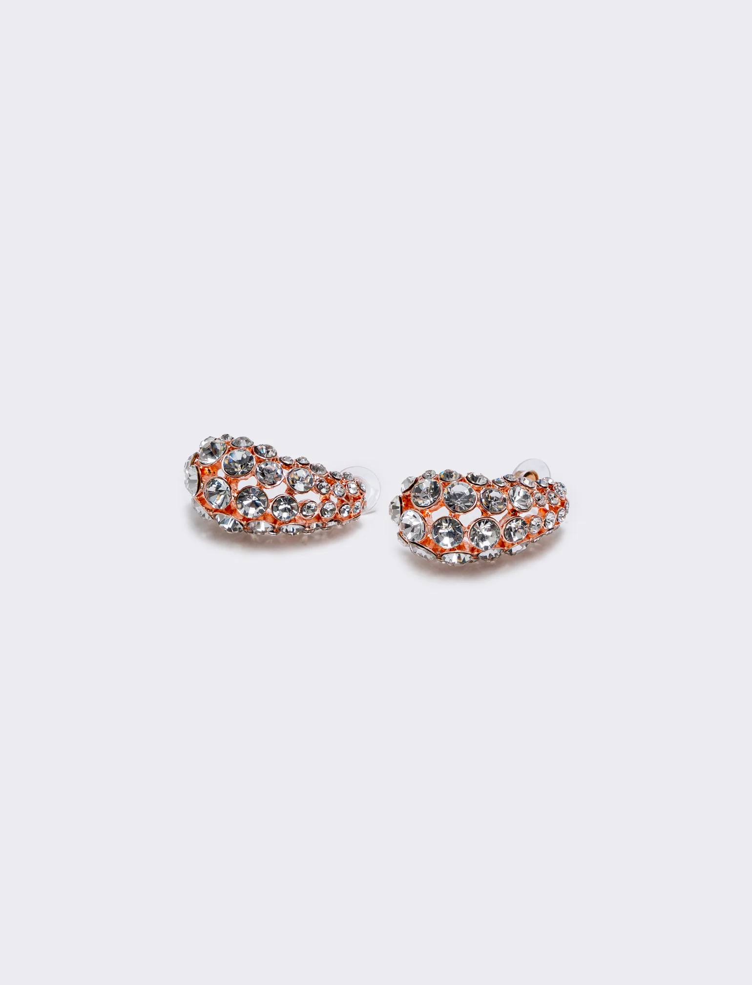 Orecchini goccia grandi con strass eleganti - Oro rosa - Image 3