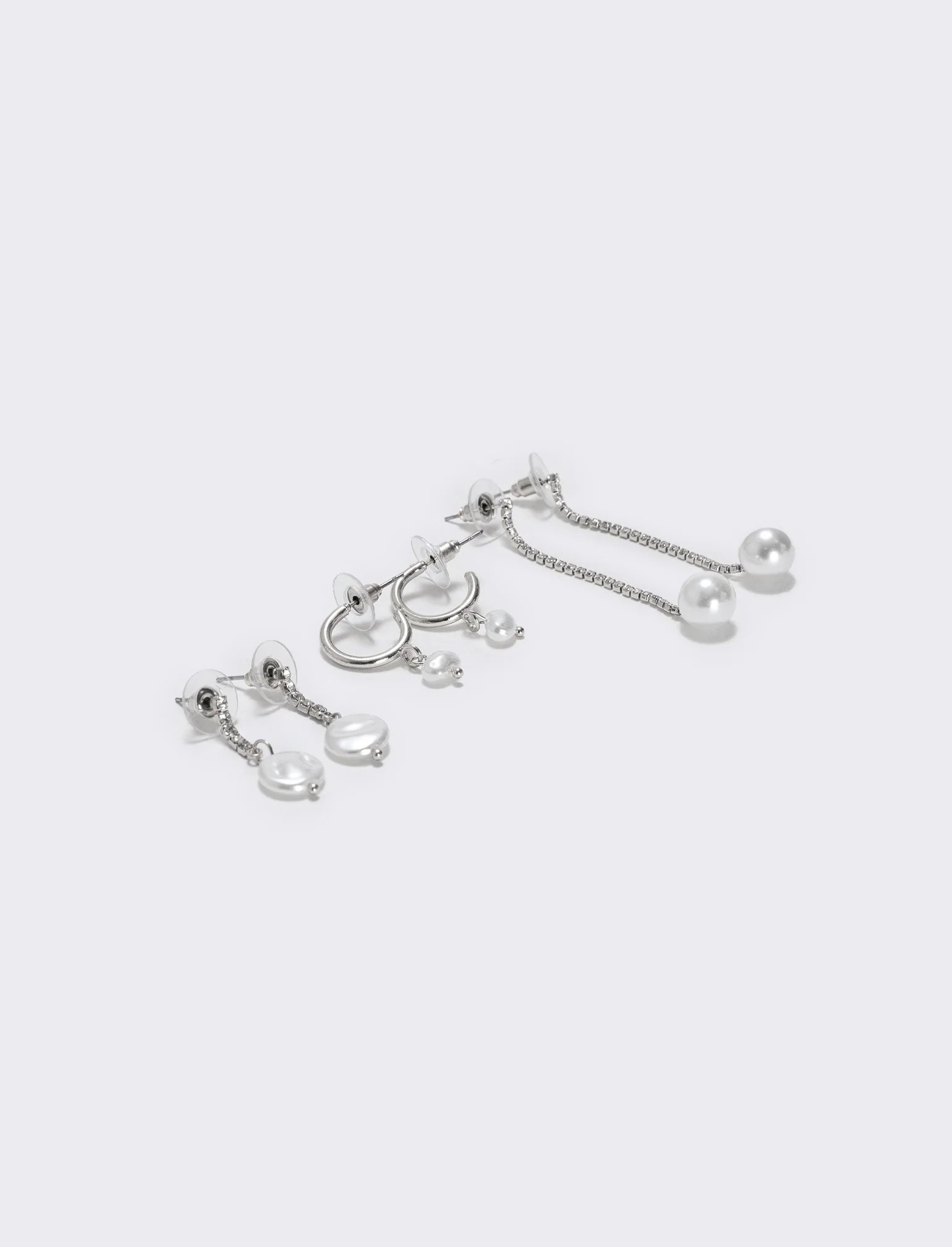Orecchini in strass e perle eleganti - Argento - Image 2