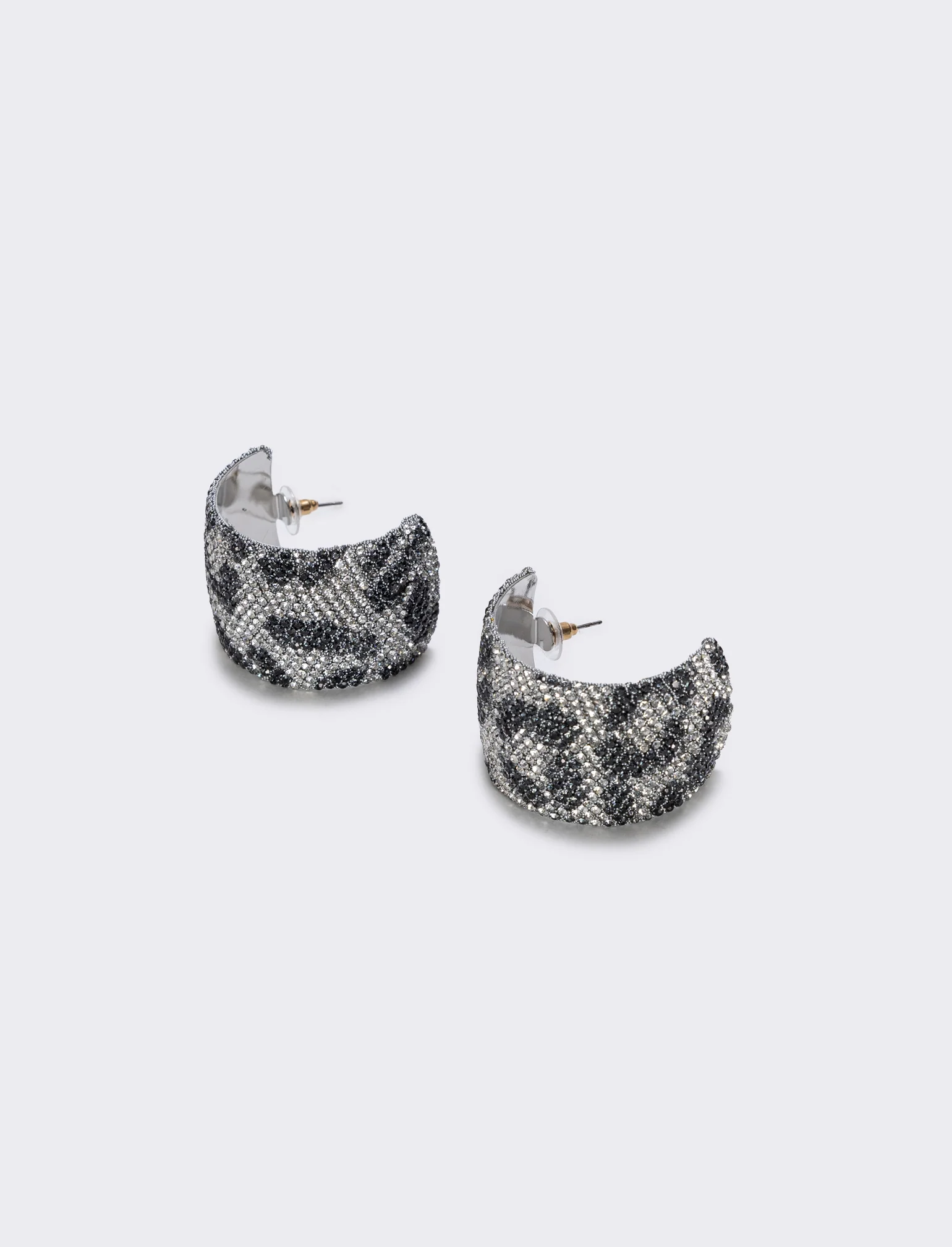 Orecchini leopardati con strass eleganti - Nero - Image 2
