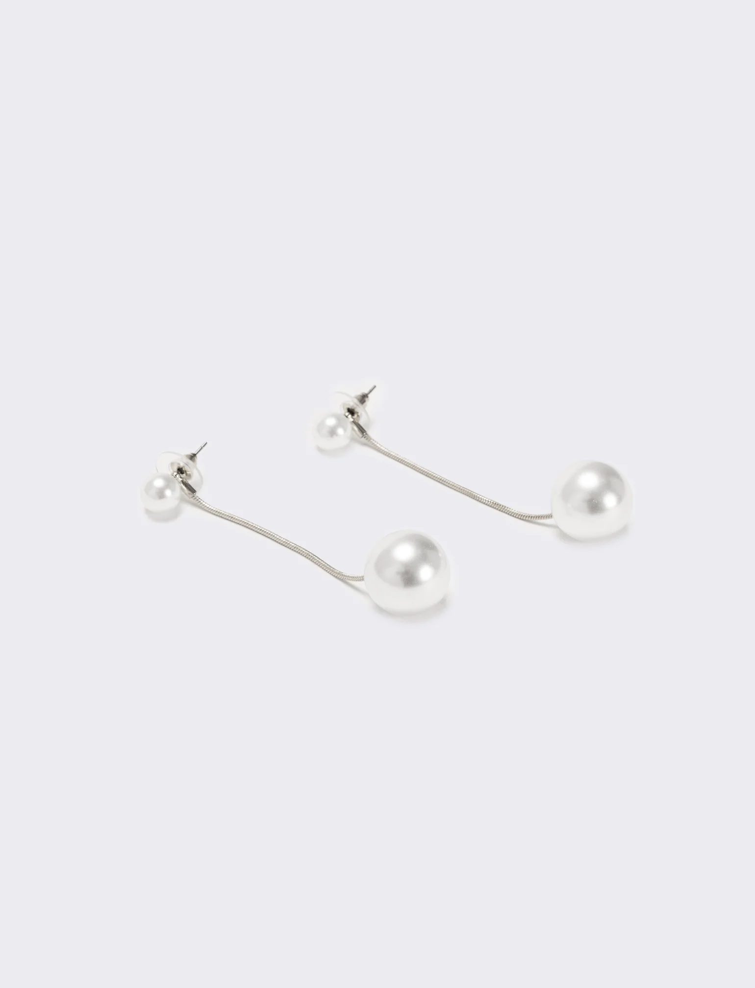 Orecchini lunghi con perle - Argento - Image 2