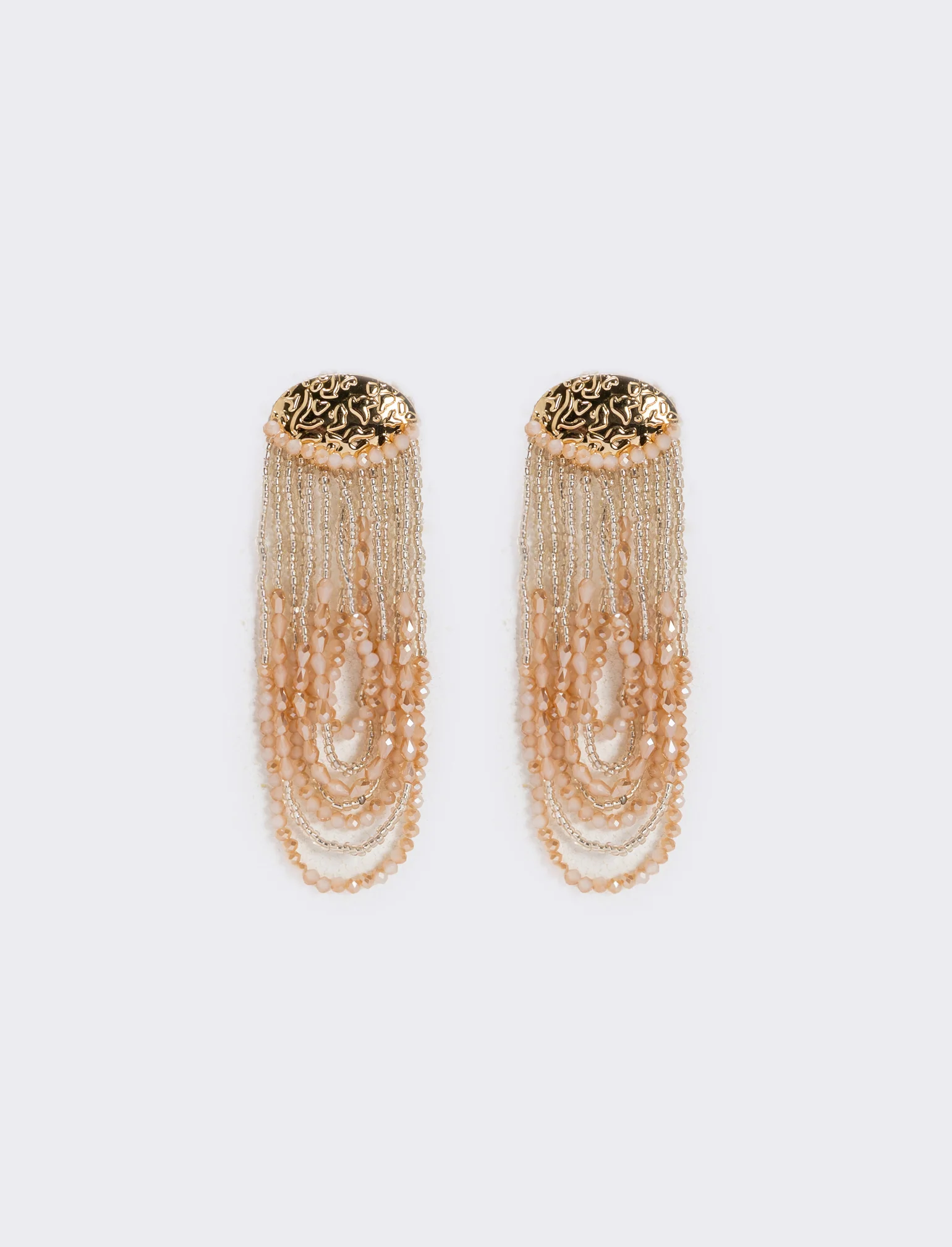 Orecchini lunghi in conteria elegante - Crema