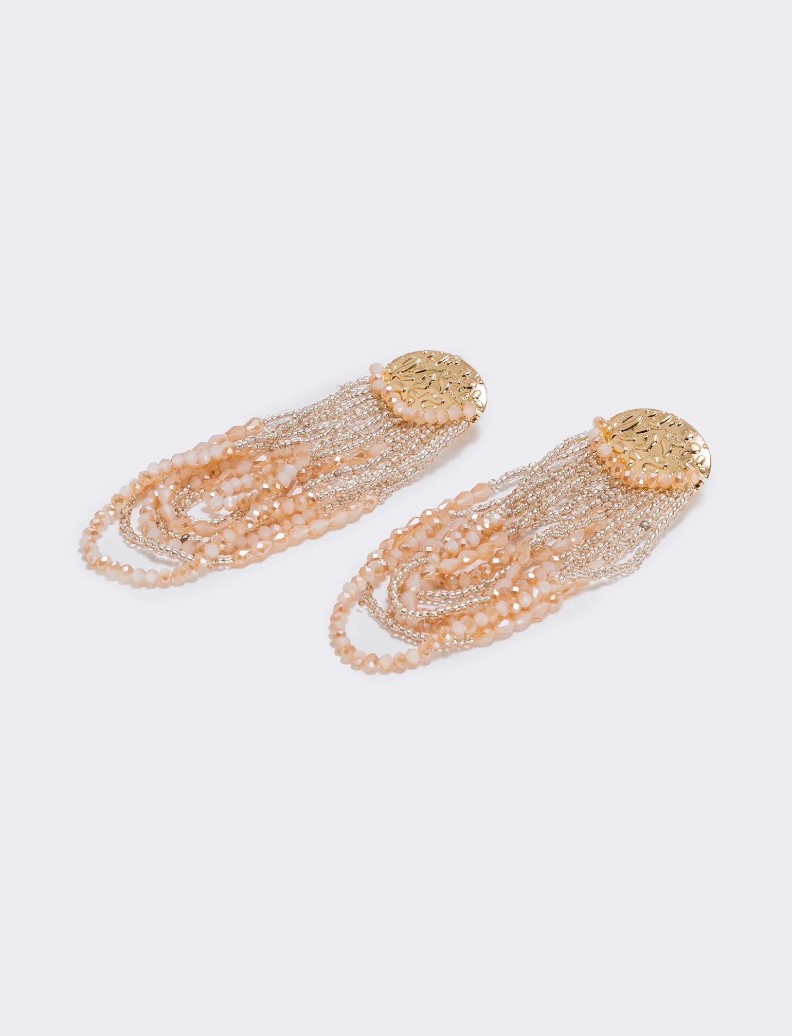Orecchini lunghi in conteria elegante - Crema - Image 2