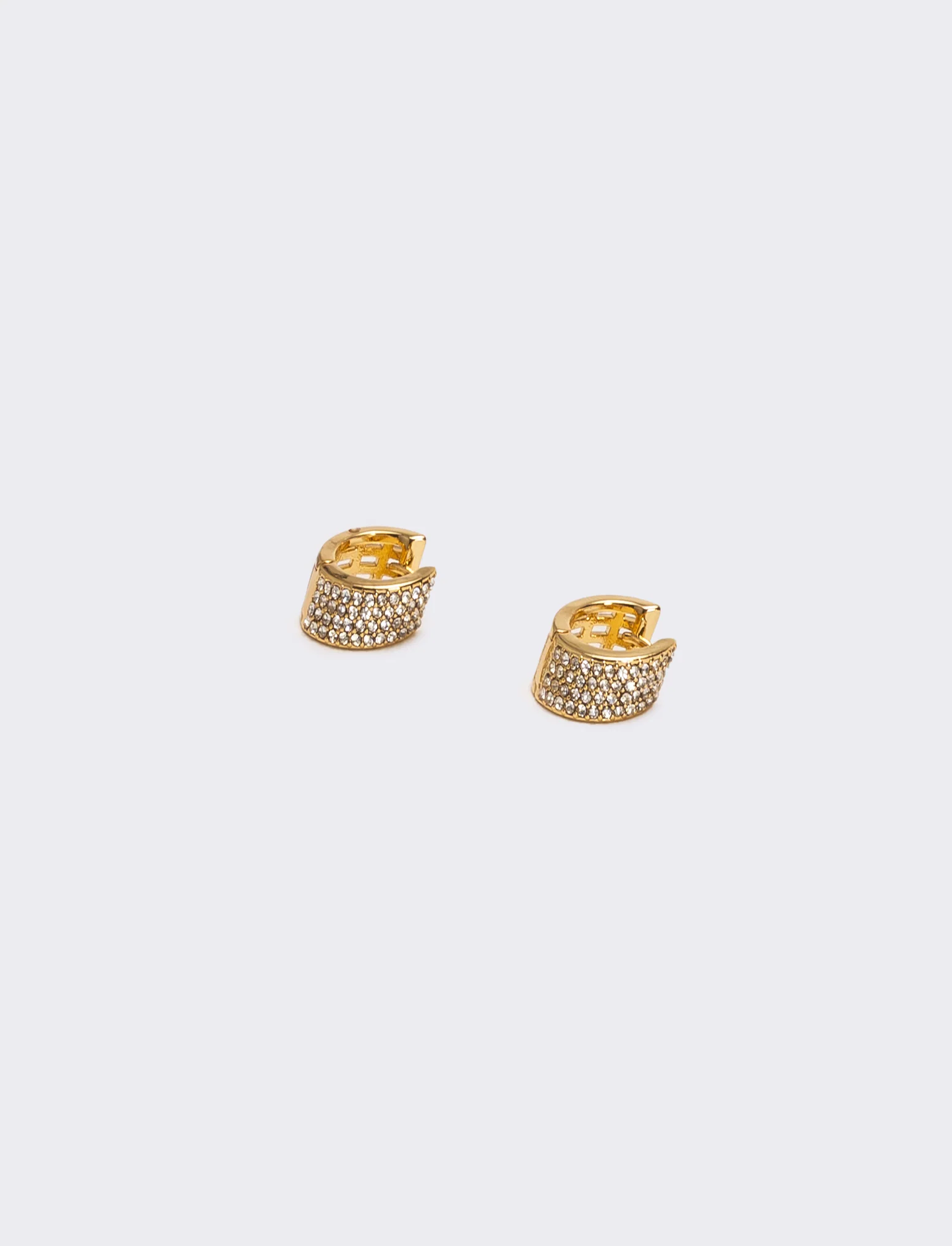 Orecchini mezzo cerchio con strass brillanti - Oro - Image 2