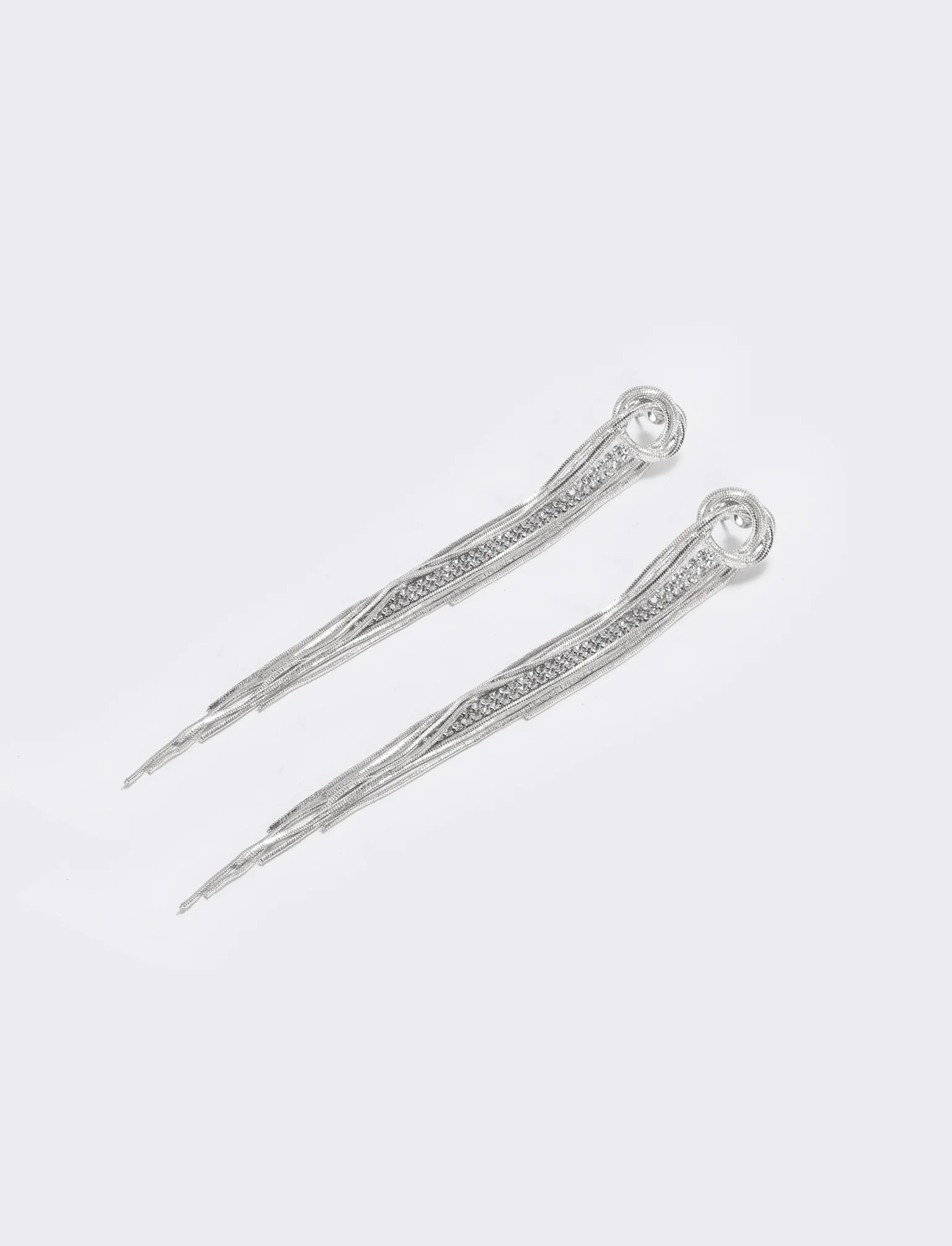 Orecchini nodo in filo con strass - Argento - Image 2
