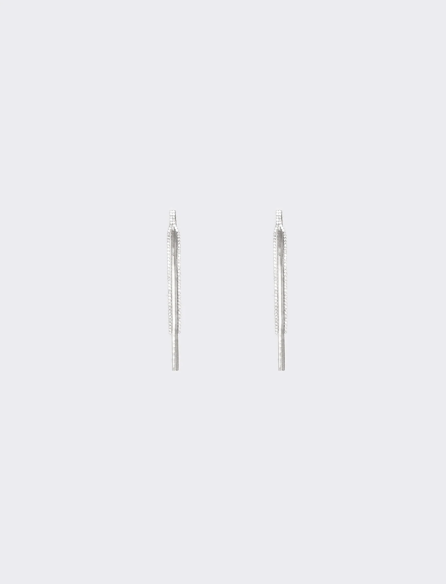 Orecchini pendenti con catene e strass - Argento